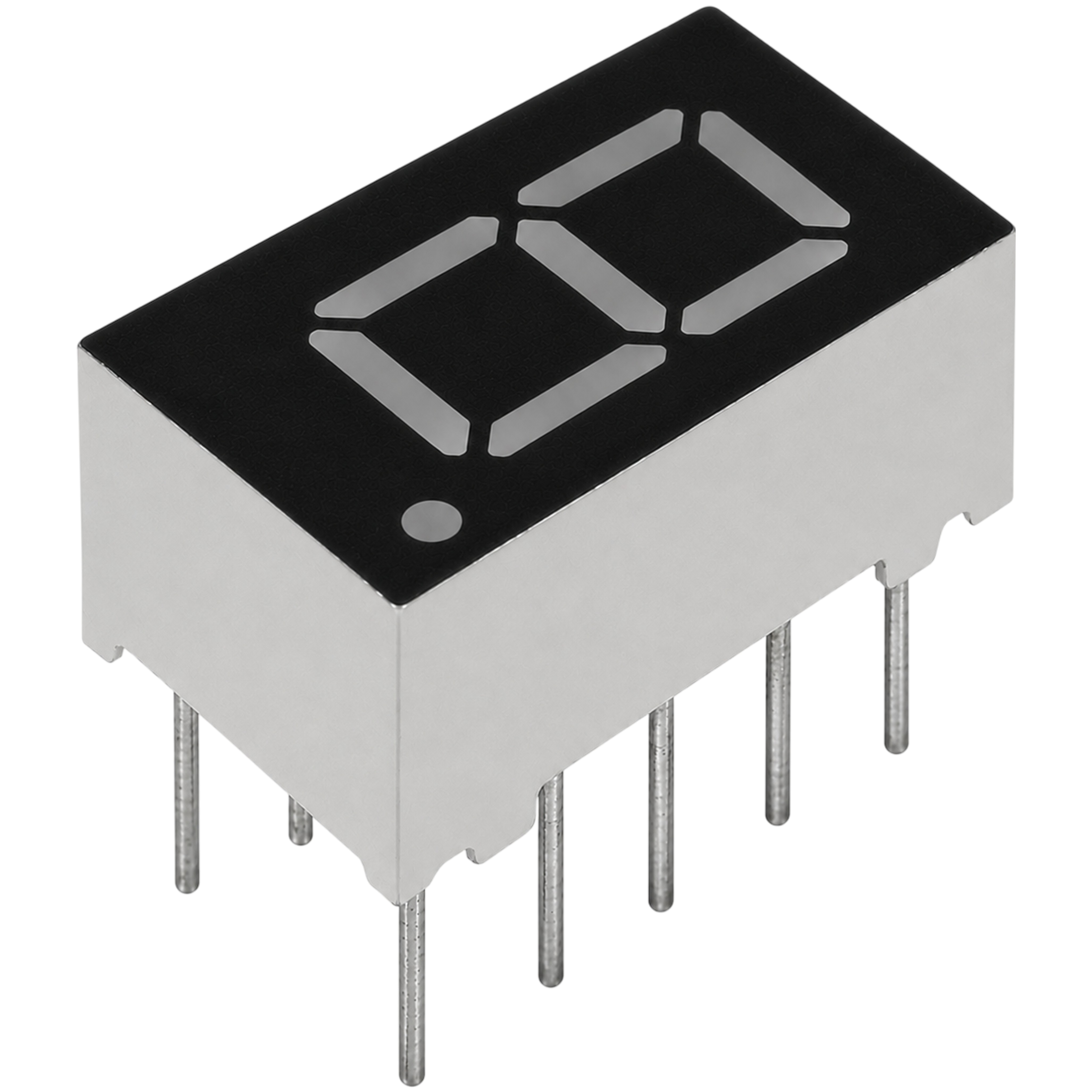Single-digit 7-segment LED display connected to Arduino board showing digit output for counter project
