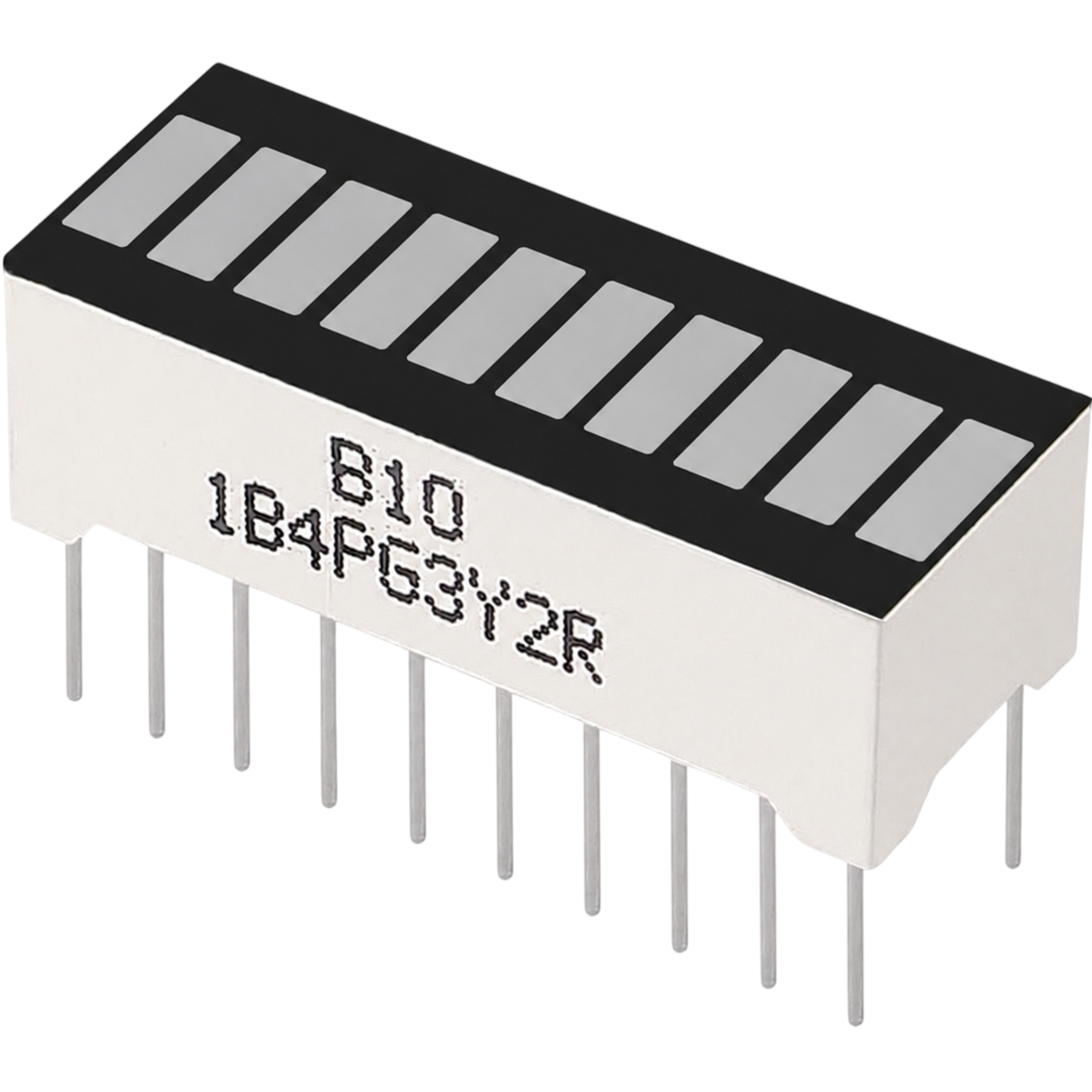 10-segment LED bar graph module connected to Arduino board for audio level indicator project