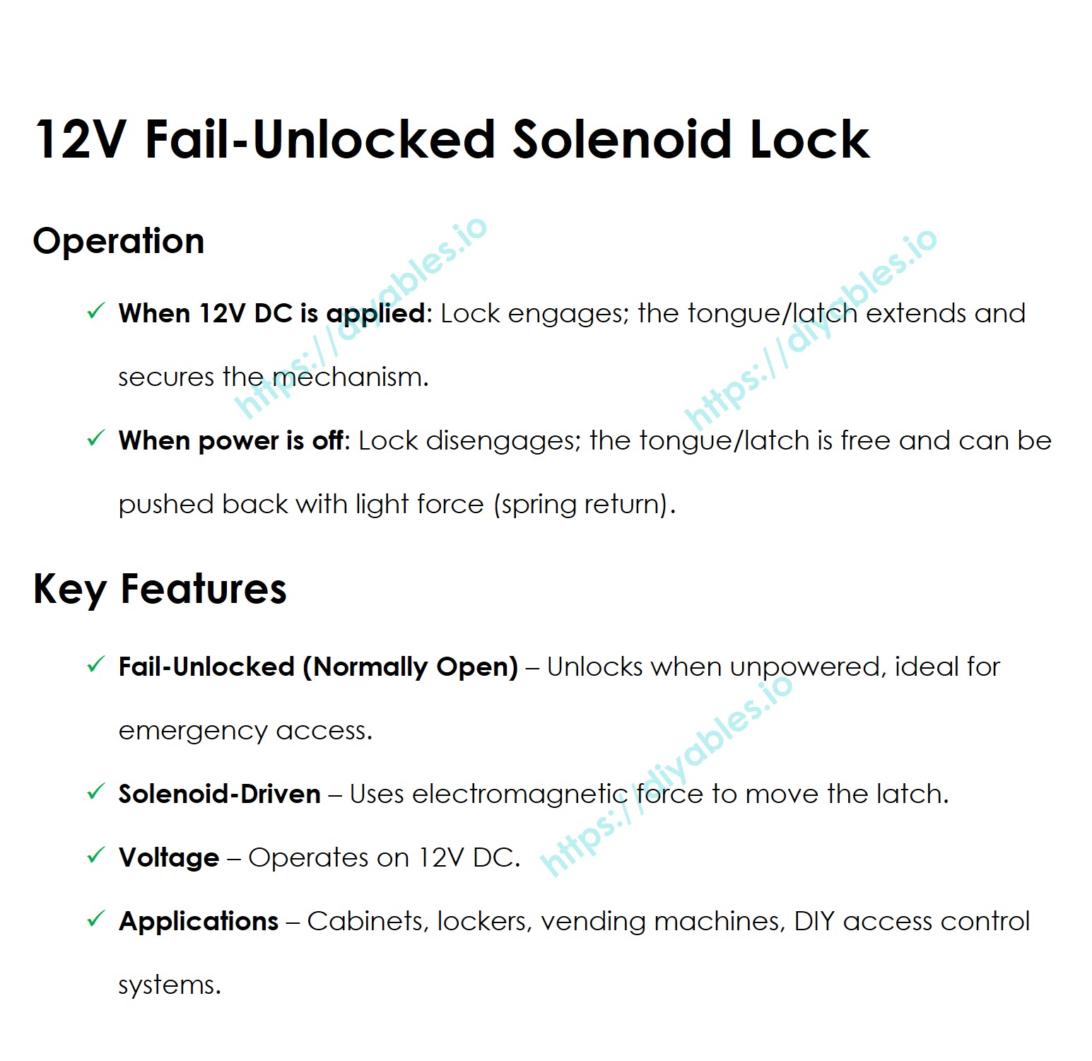 Solenoid Lock 12V DC