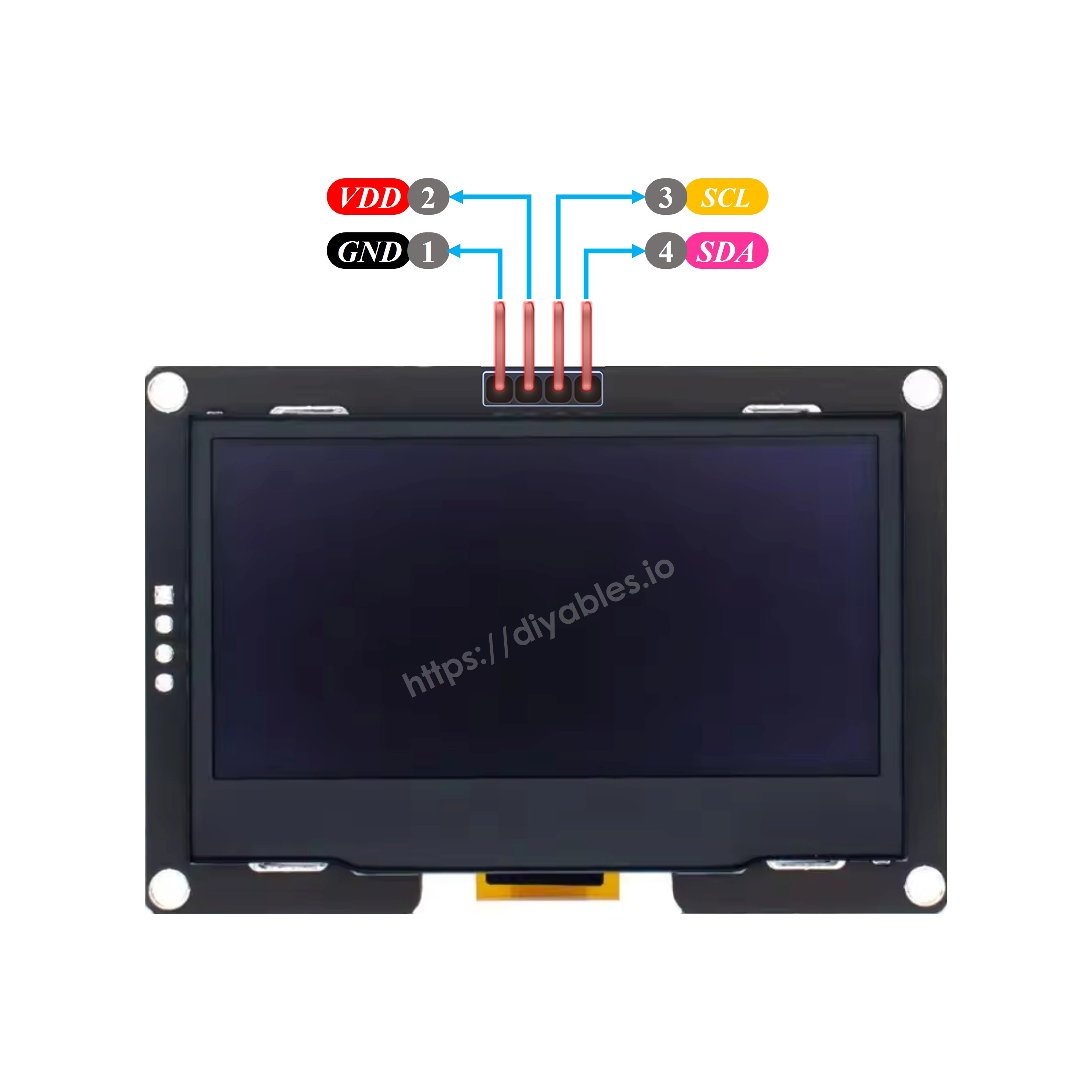 OLED SSD1309 display module pinout