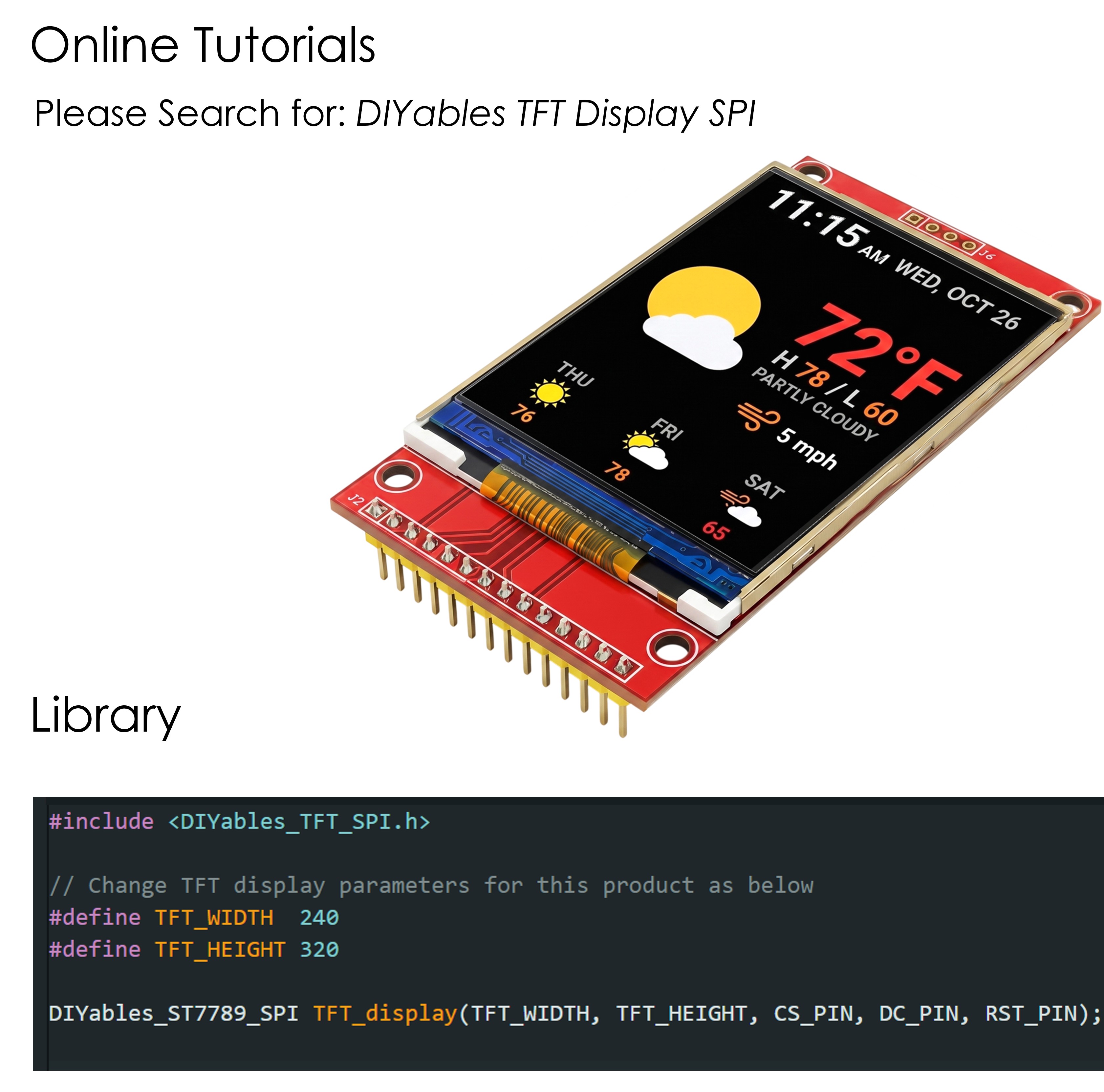 320x240 color TFT LCD screen library