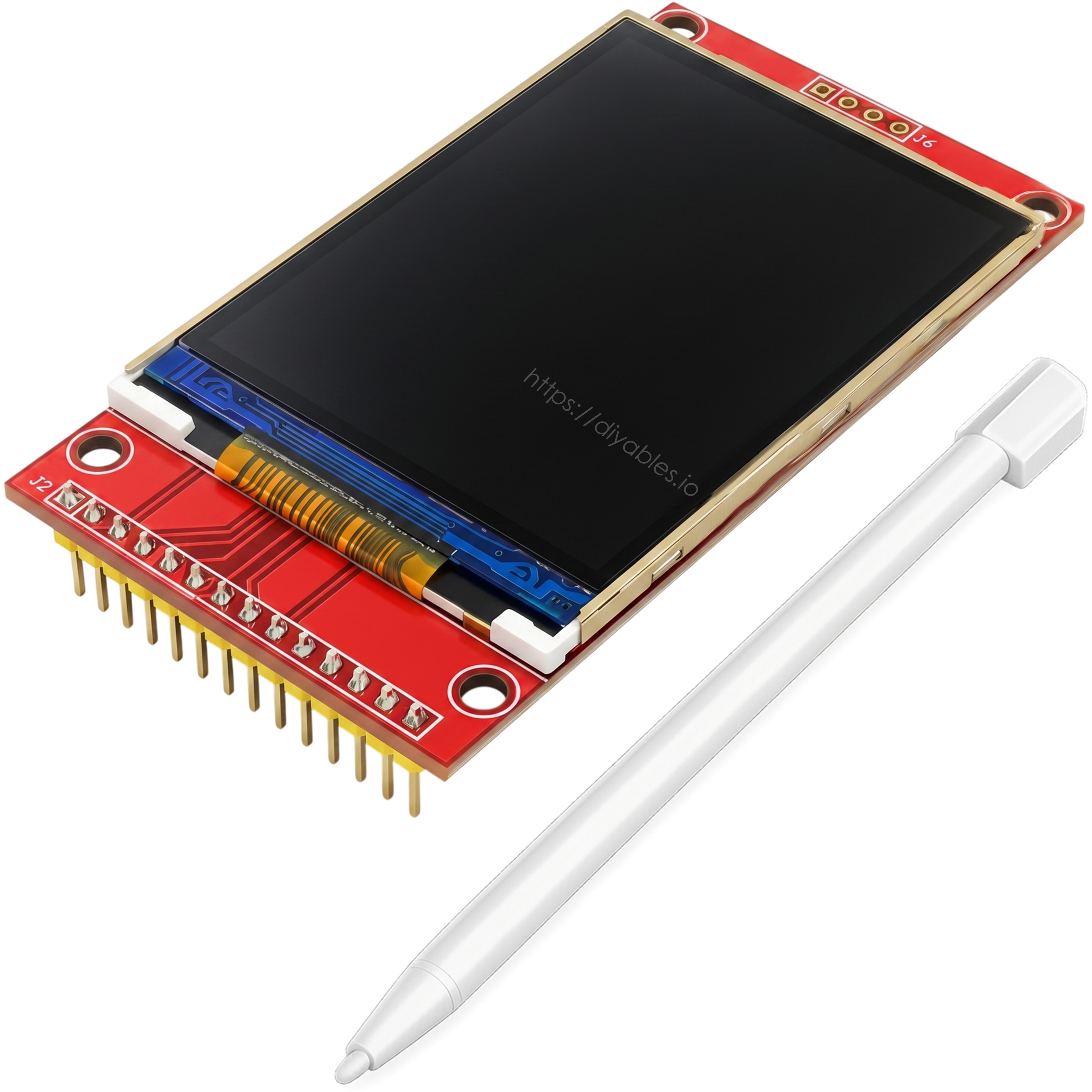 2.4 inch TFT LCD touch module back showing SD card slot and SPI interface pins