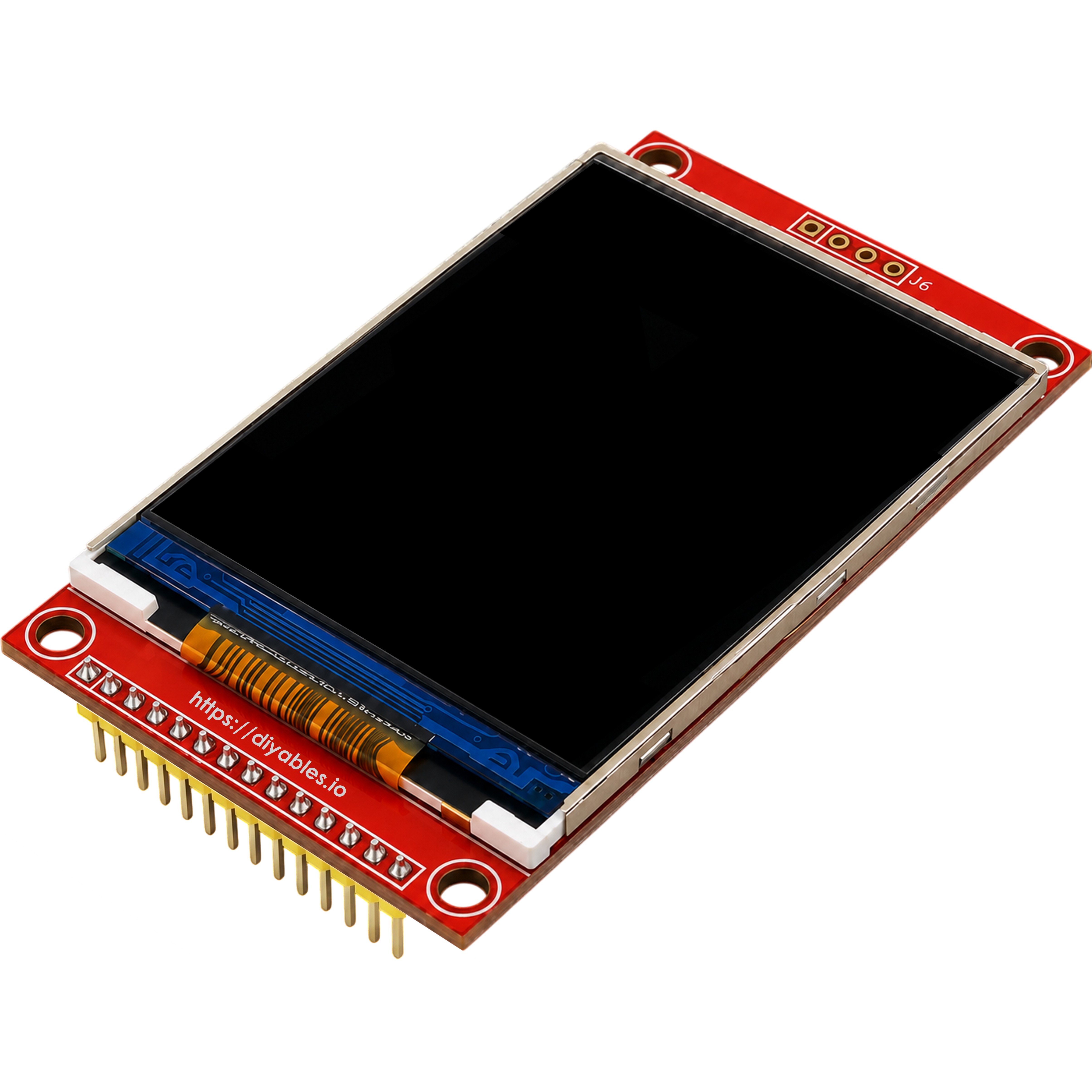 3.2 inch TFT LCD SPI display module angled view with the screen powered off