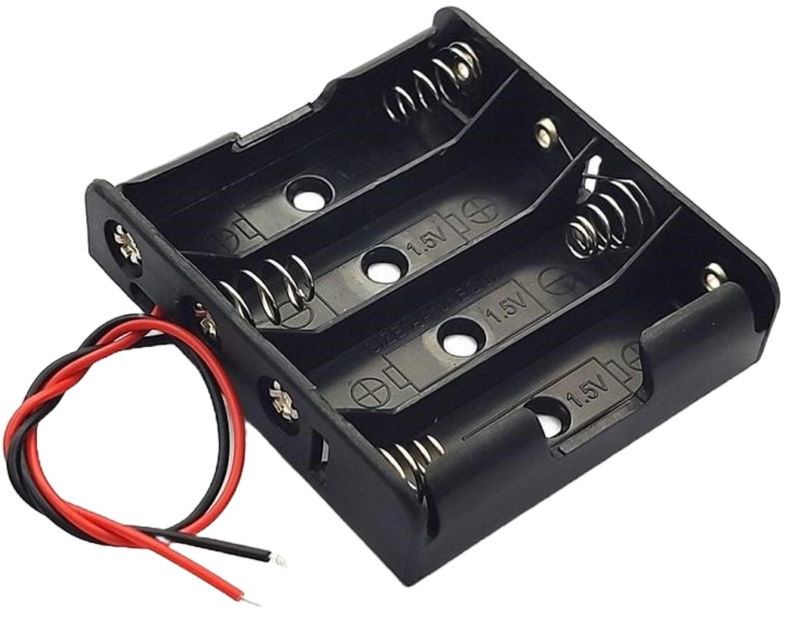 4 AA Battery Holder, Battery Storage Case with Wire Lead, 4 x 1.5V