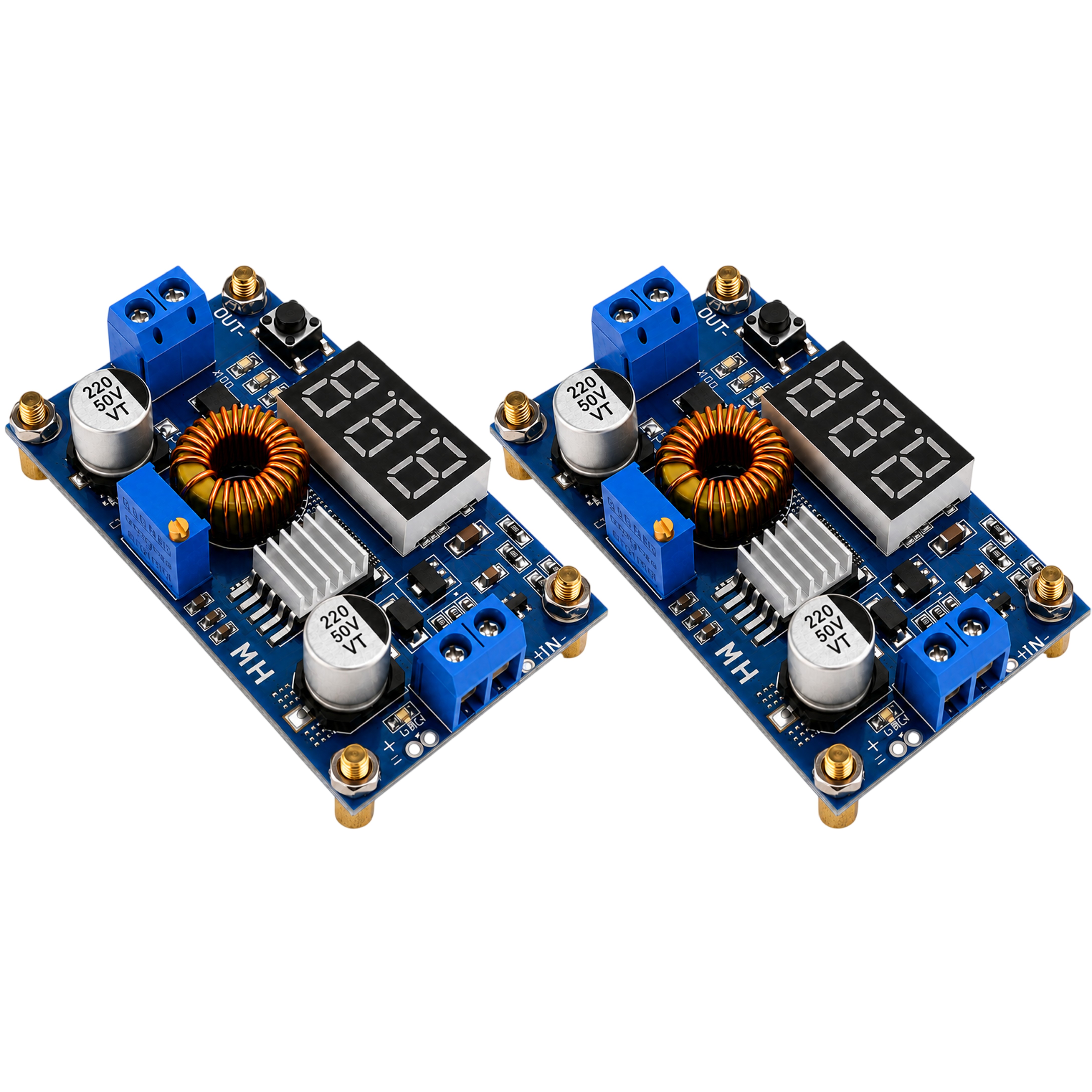 2 pack DC-DC buck converter modules with LED display for DIY electronics and prototyping