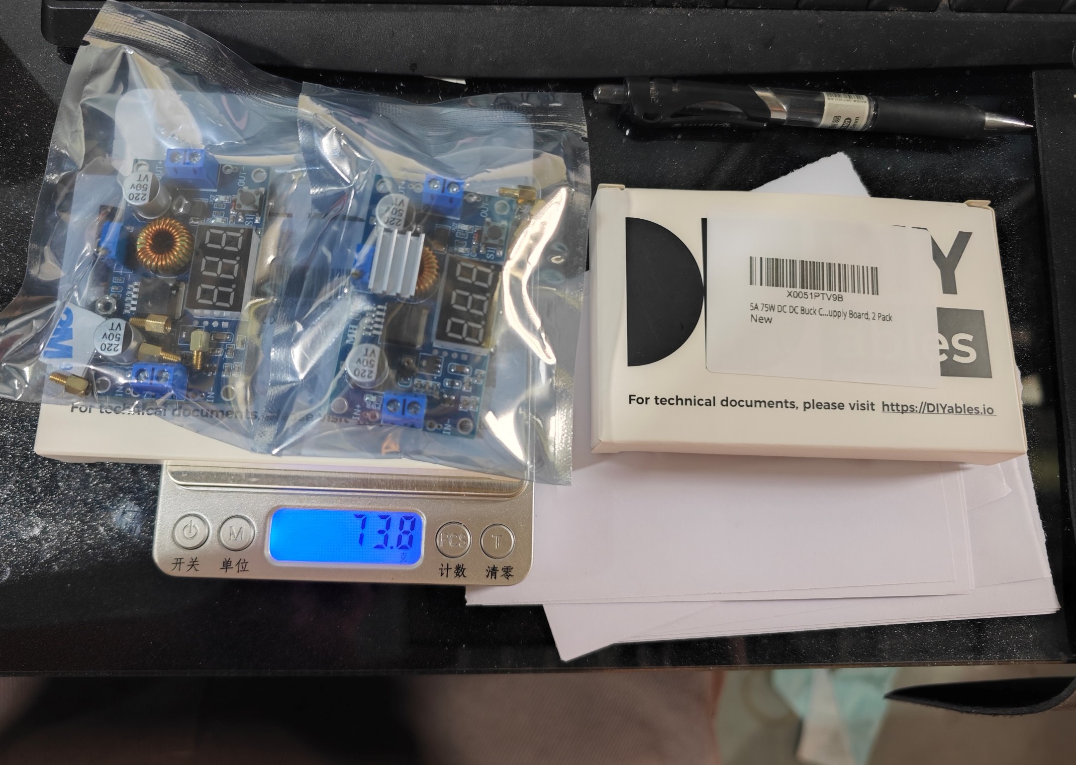 2 pack DC-DC buck converter modules with LED display for DIY electronics and prototyping