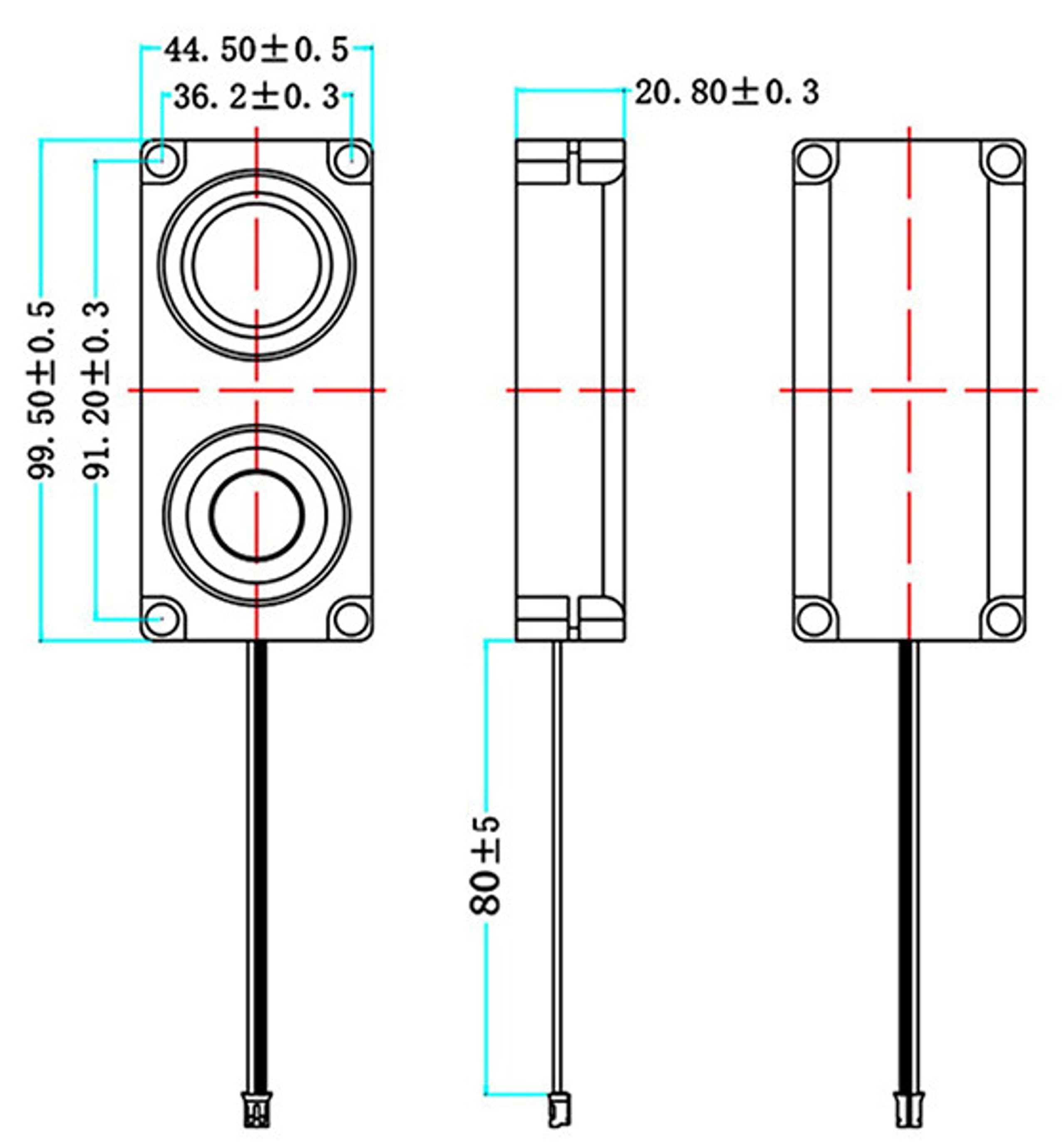 JST PH 2.5mm 2-pin connector detail on 5W speaker module for easy connection