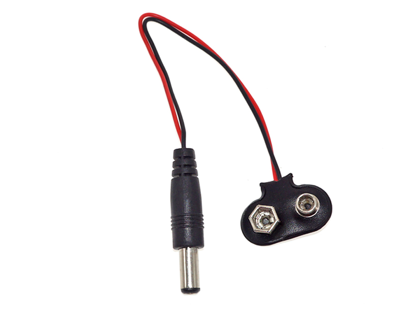 9V Battery Clip with DC 5.5mm x 2.1mm Male Plug
