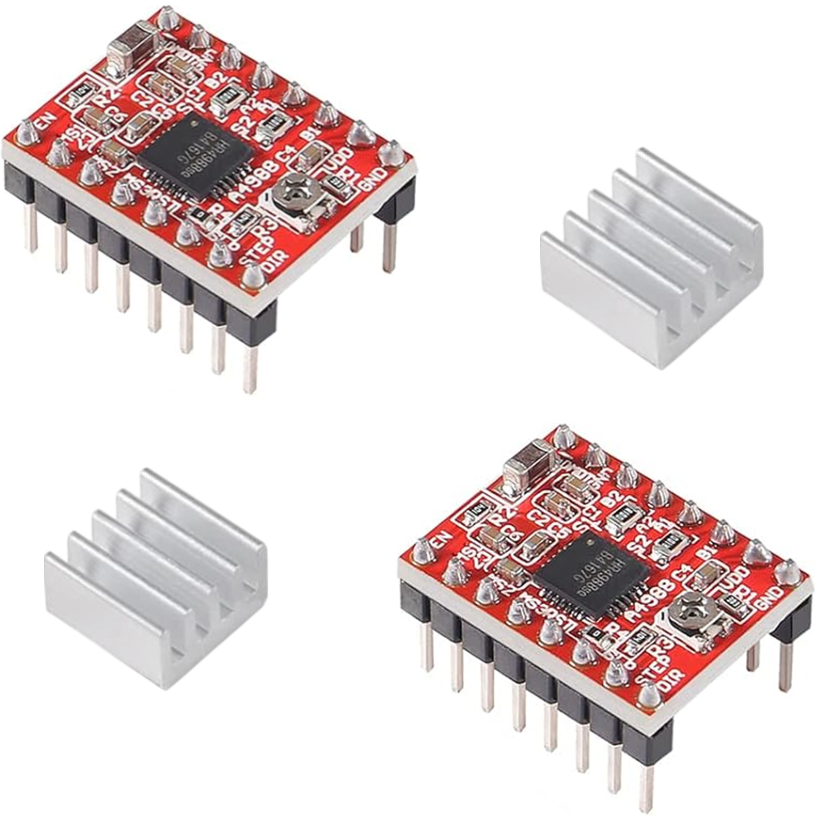 A4988 Stepper Motor Driver Module with Heat Sink, Presoldered Stepstick Stepper Controller