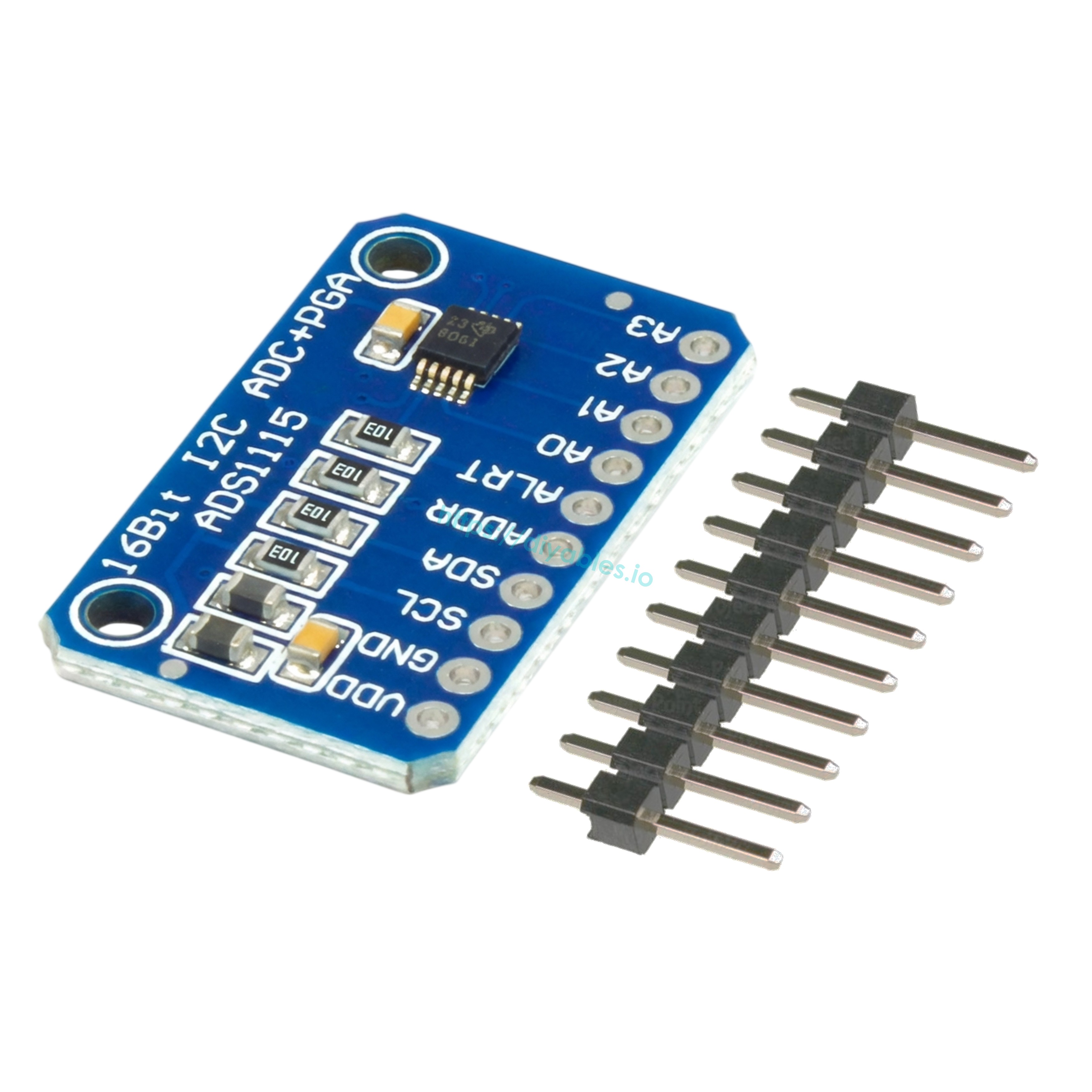 ADS1115 analog to digital converter module showing I2C interface and 4 input channels