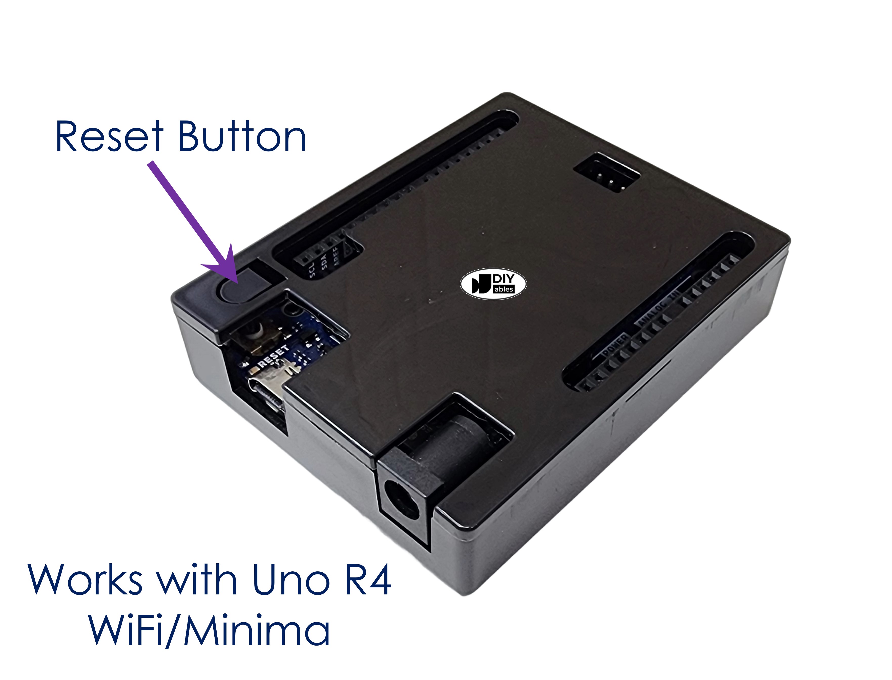 Enclosure for Arduino Uno R3, Arduino Uno R4 WiFi/Minima, Black