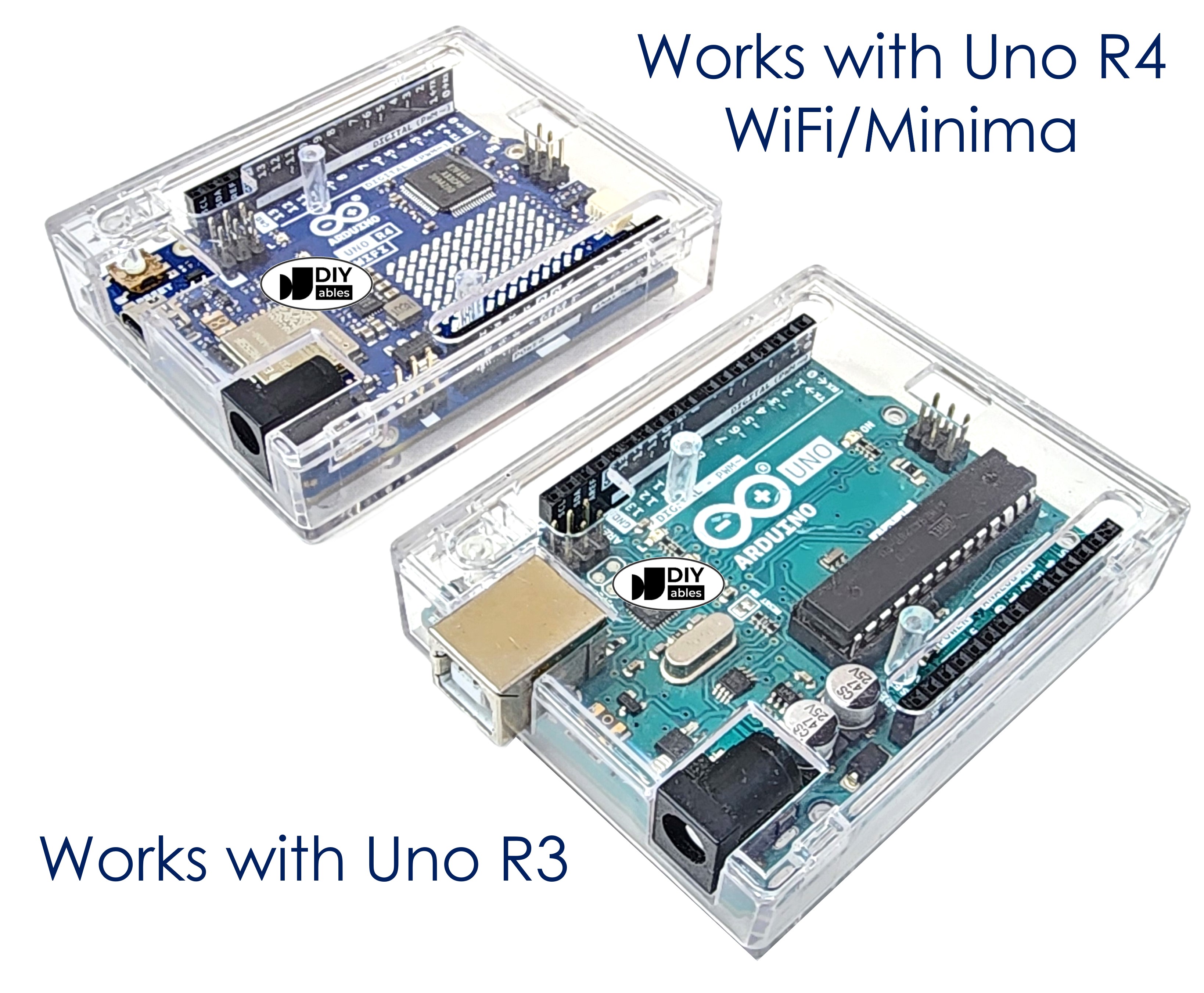 Enclosure for Arduino Uno R3, Arduino Uno R4 WiFi/Minima, Transparent