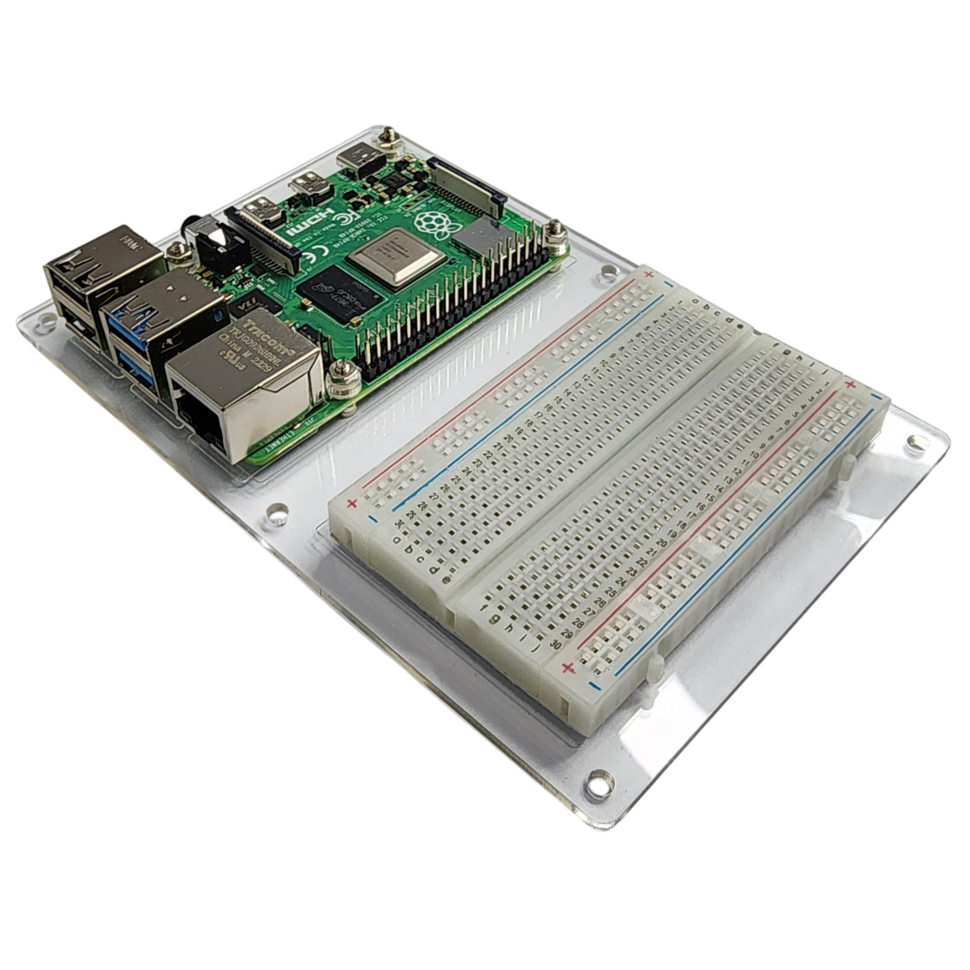 Base Plate Breadboard for Raspberry Pi - Base Platform with Integrated Breadboard for Raspberry Pi Projects