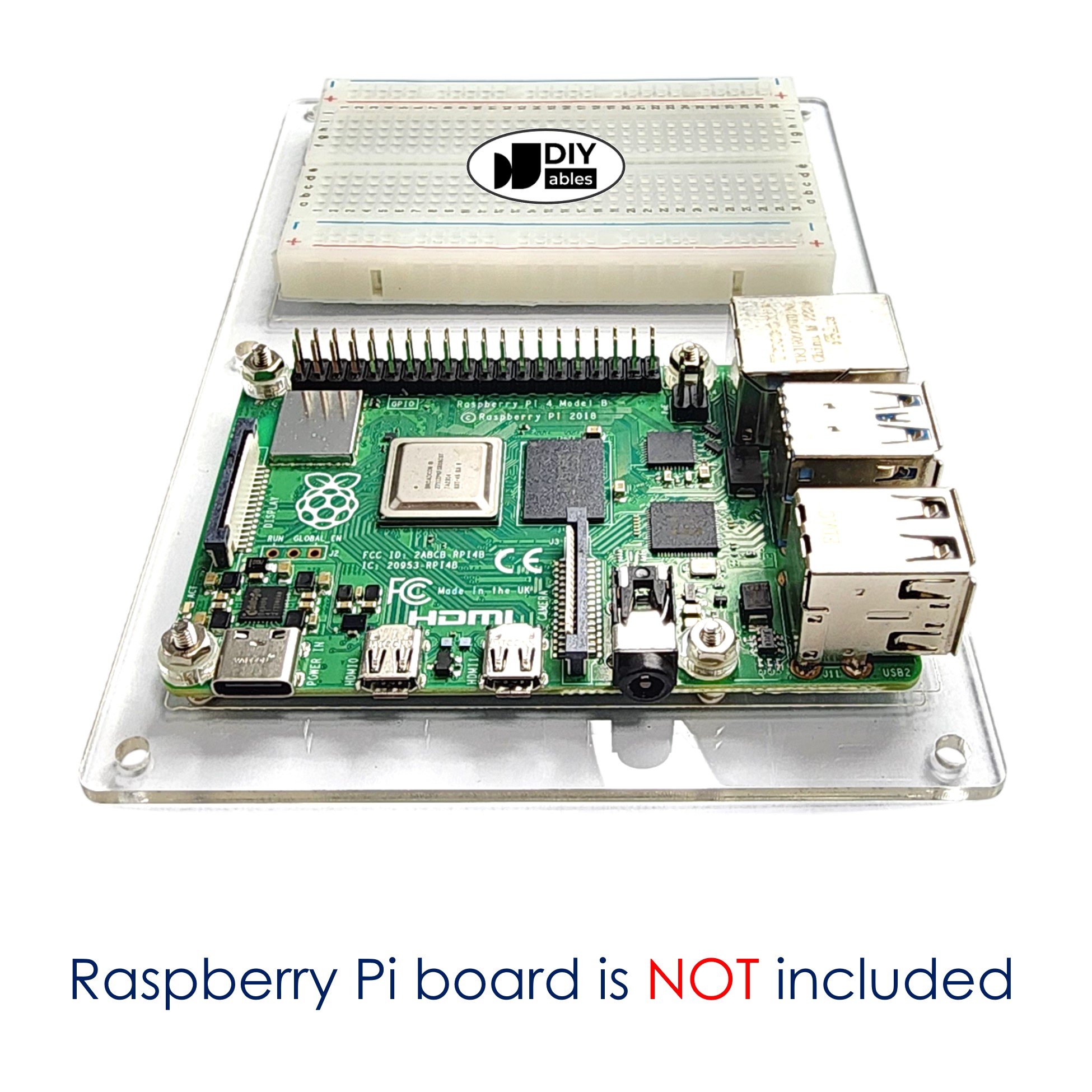 Base Plate Breadboard for Raspberry Pi - Base Platform with Integrated Breadboard for Raspberry Pi Projects