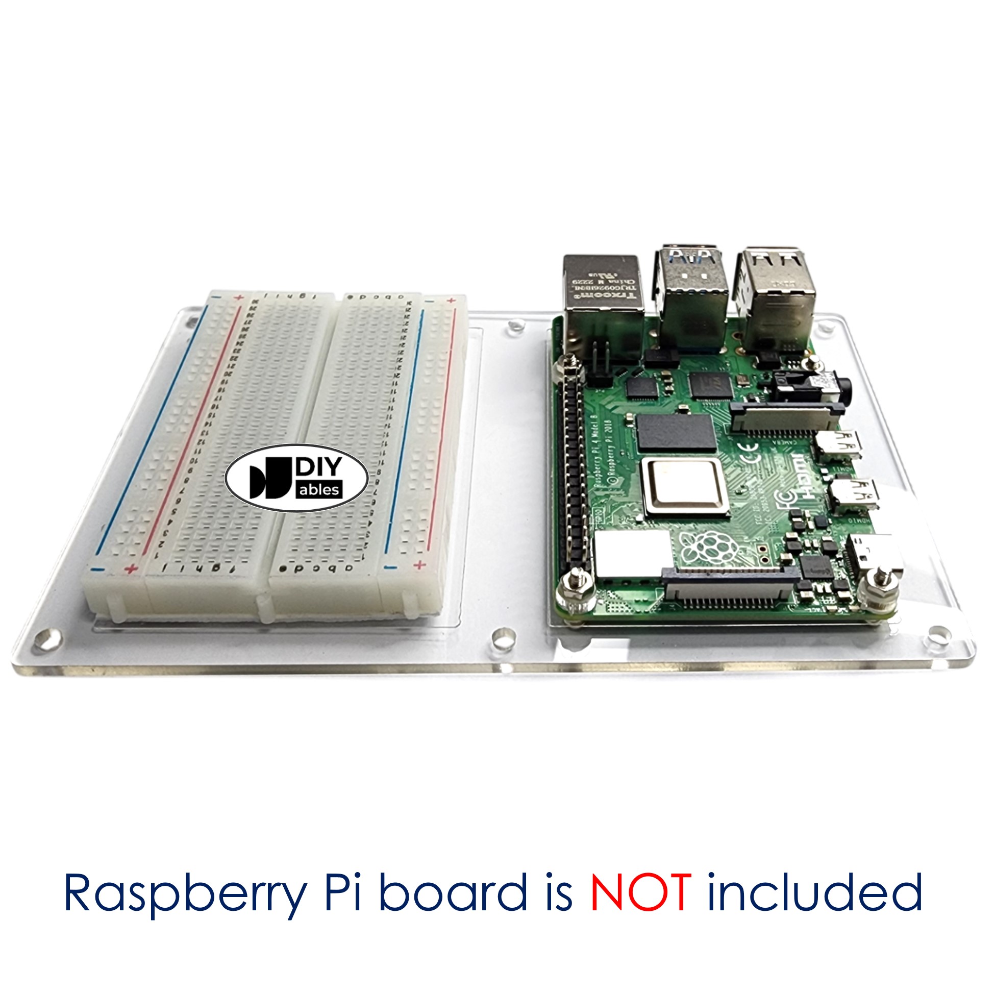 Base Plate Breadboard for Raspberry Pi - Base Platform with Integrated Breadboard for Raspberry Pi Projects