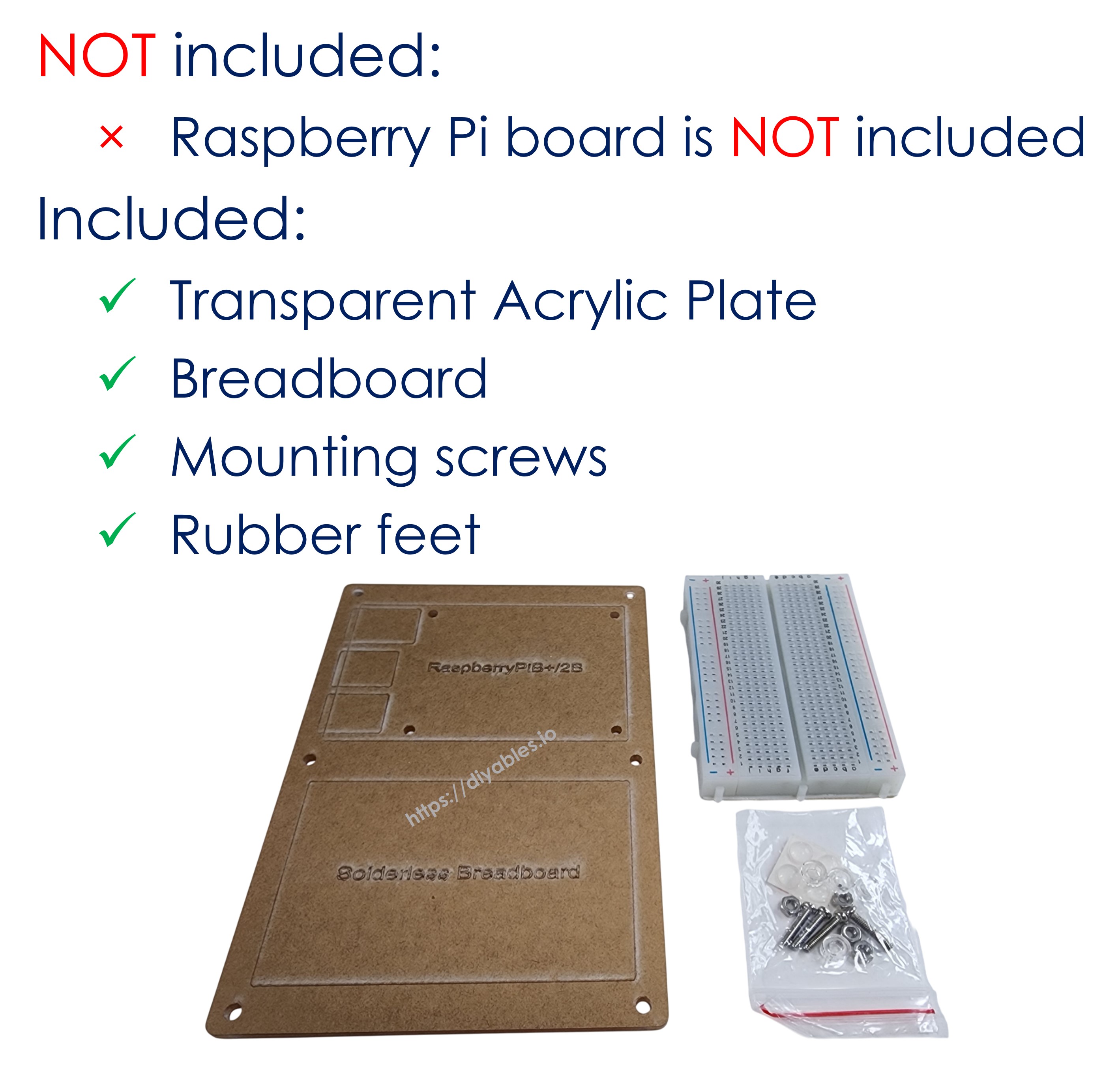 Base Plate Breadboard for Raspberry Pi - Base Platform with Integrated Breadboard for Raspberry Pi Projects