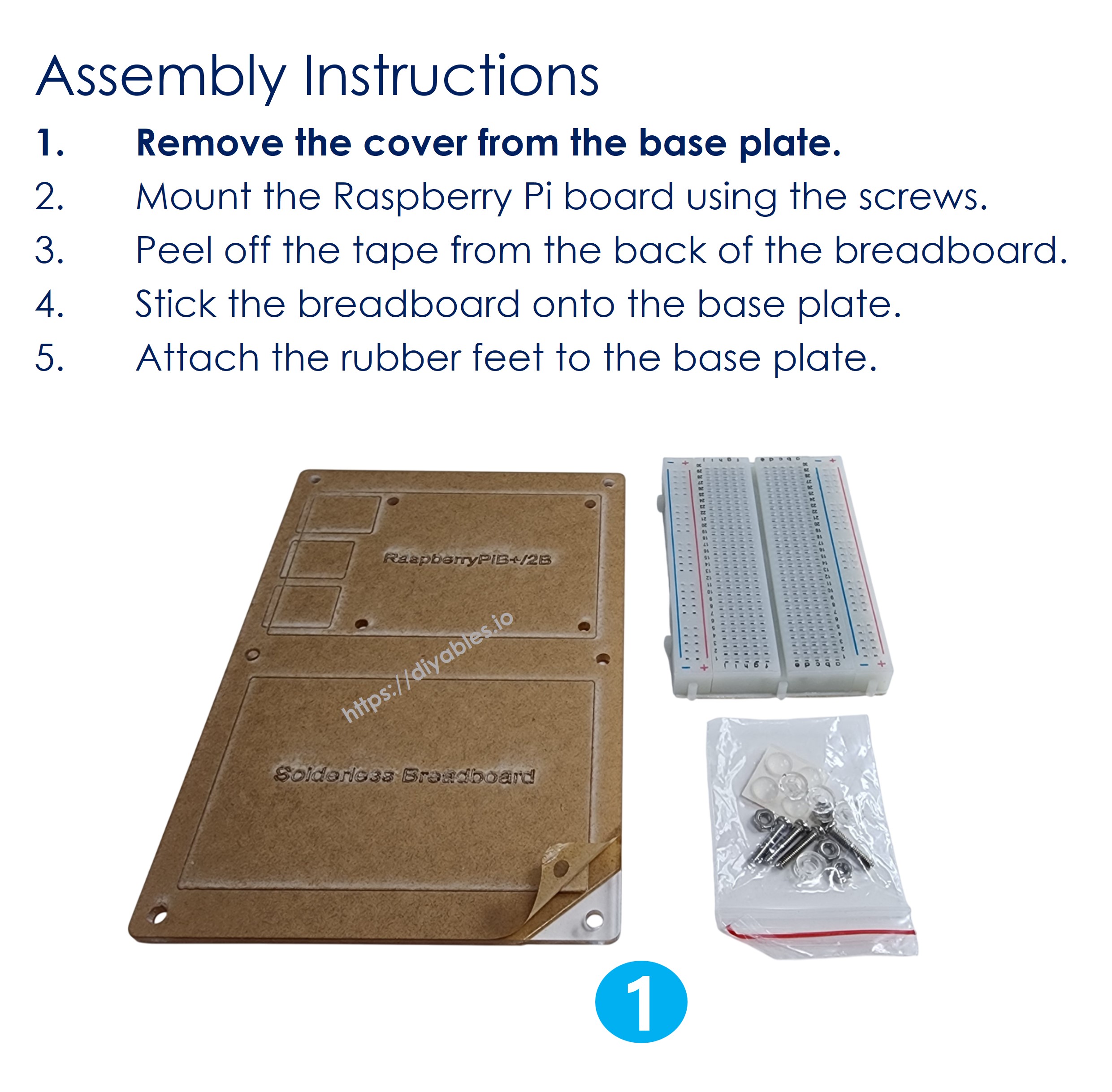 Base Plate Breadboard for Raspberry Pi - Base Platform with Integrated Breadboard for Raspberry Pi Projects