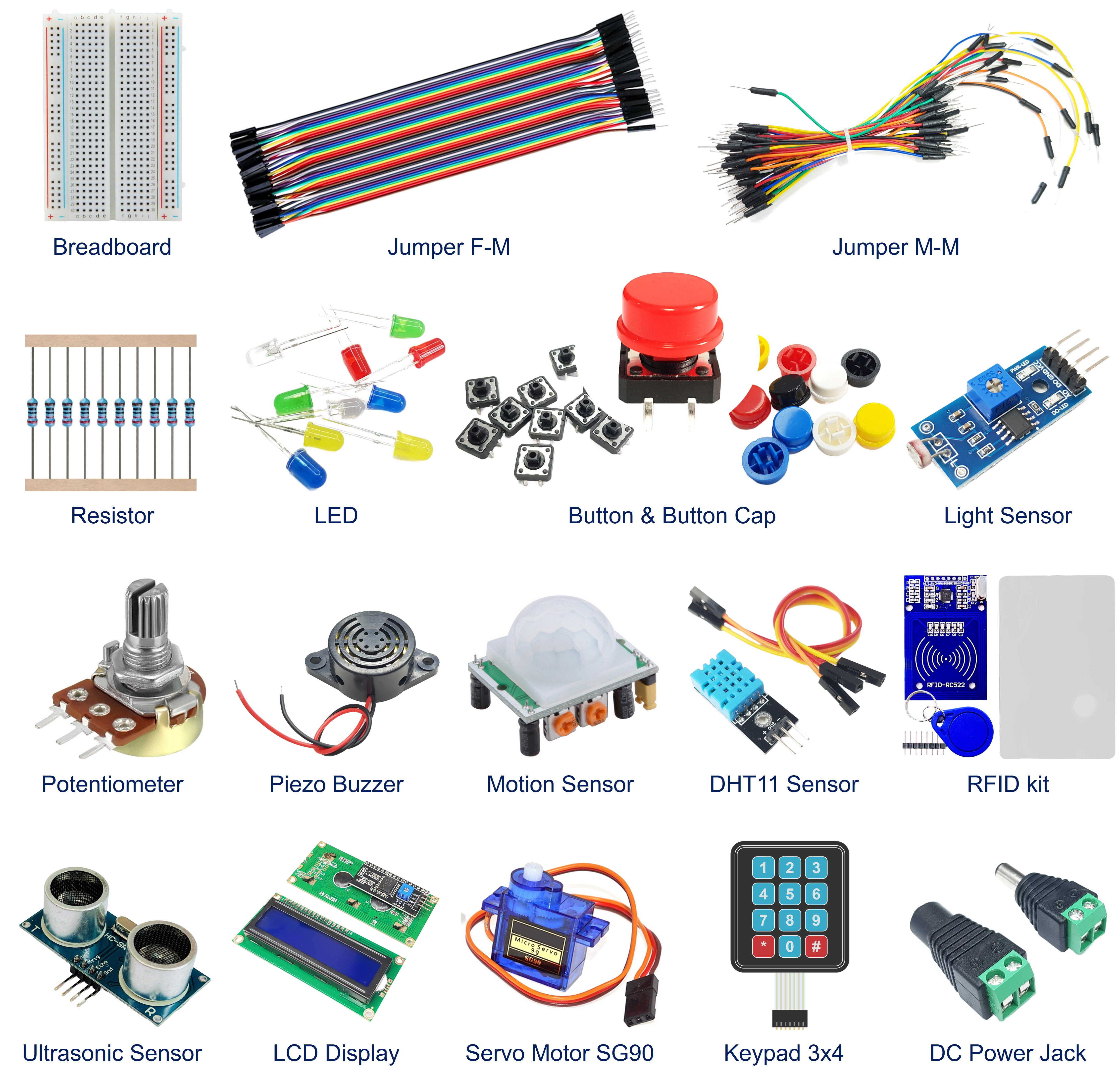 Basic Electronics Starter Kit for Arduino, ESP32, ESP8266, Raspberry Pi