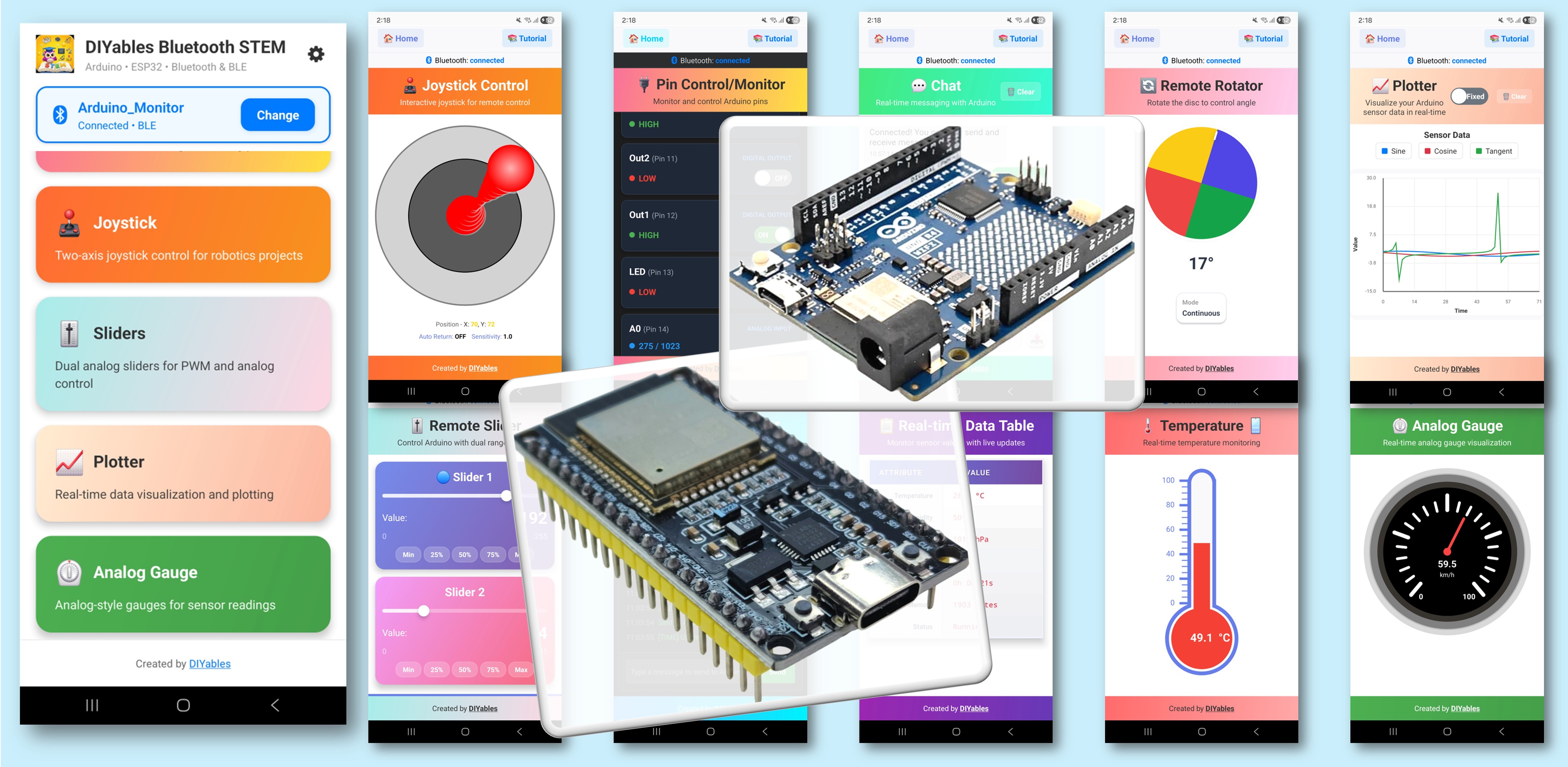DIYables Bluetooth STEM App - Arduino ESP32 Bluetooth BLE Control App for Android and iOS