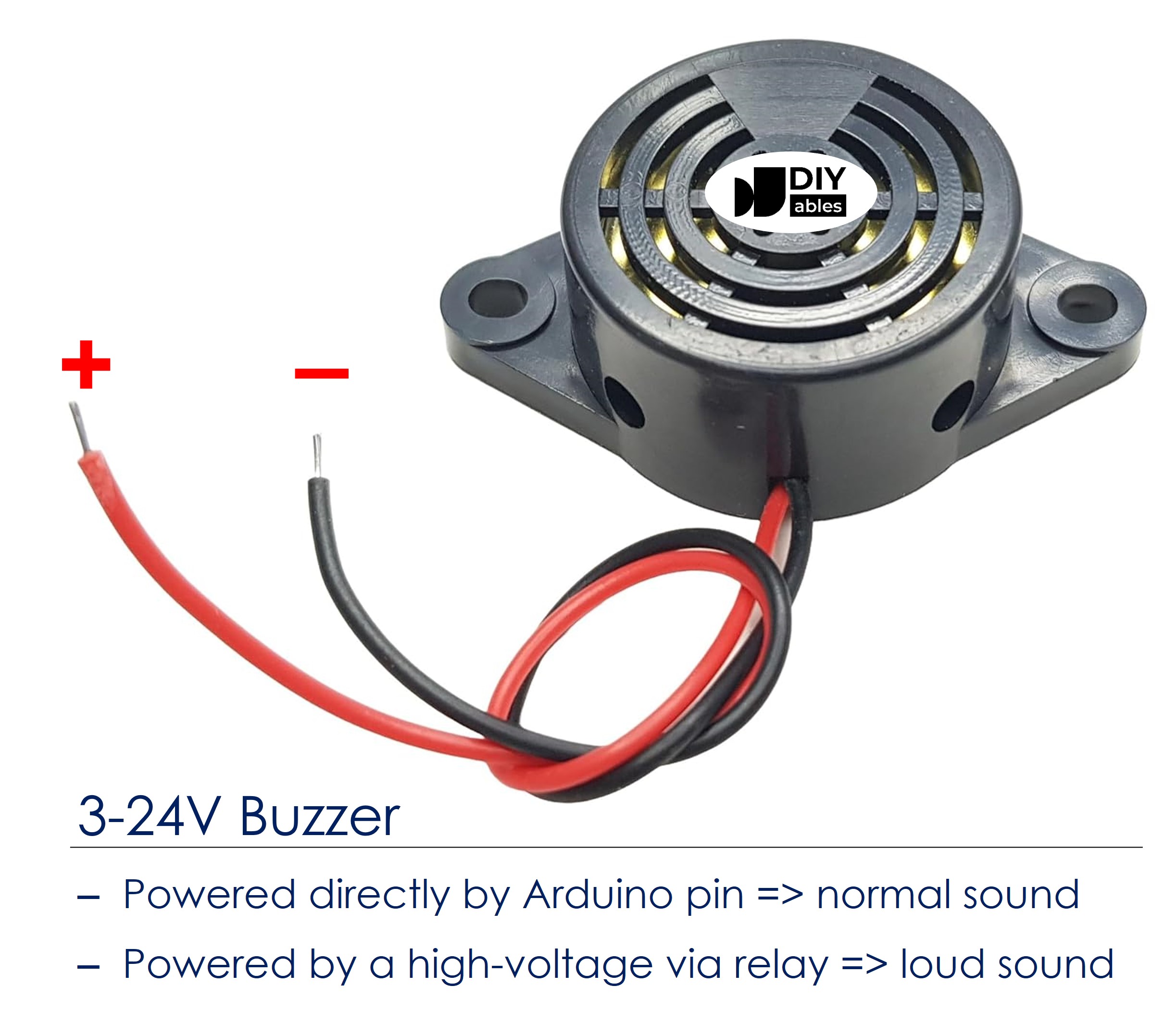 12V, 3-24V Active Piezoelectric Buzzer for Arduino, ESP32, ESP8266, Raspberry Pi