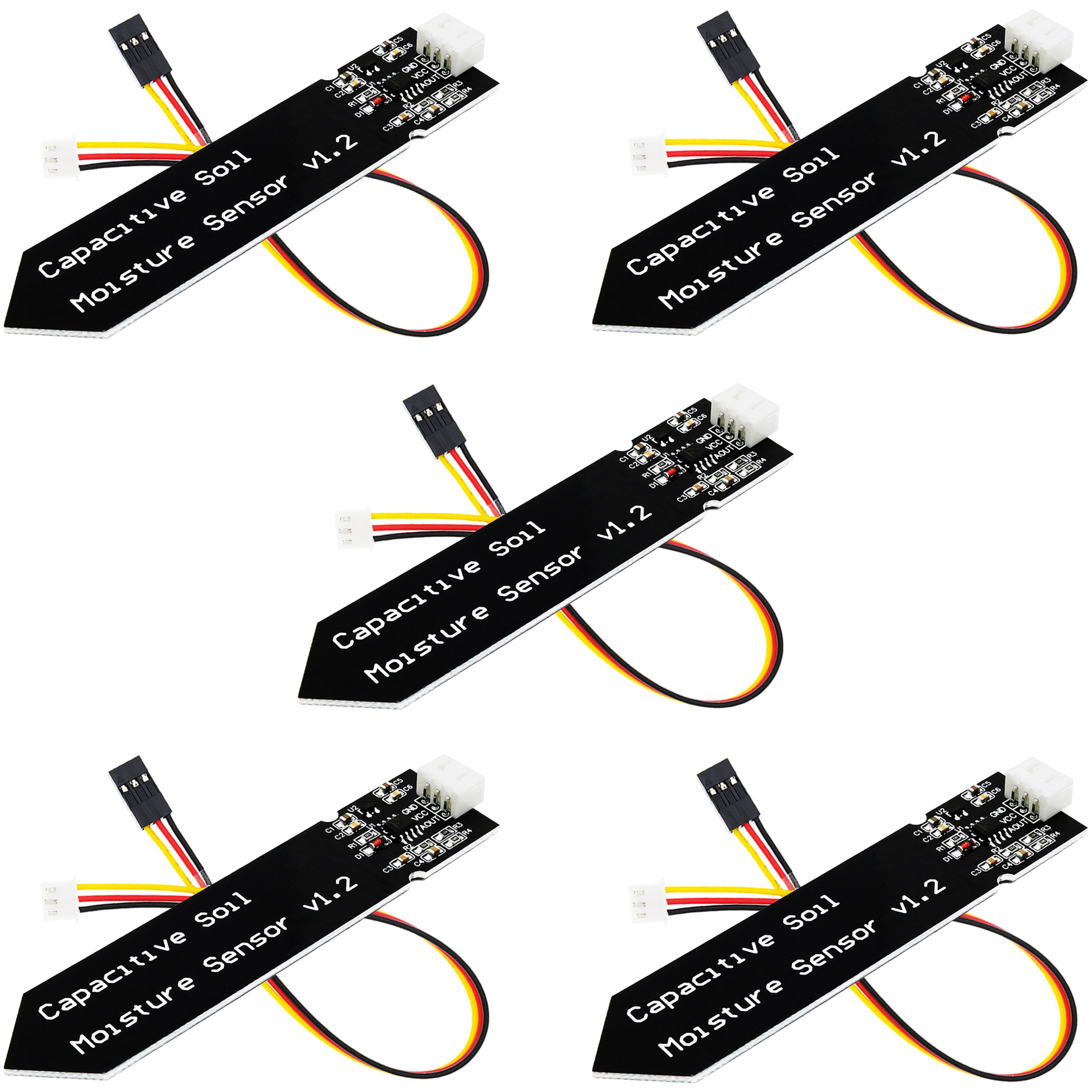 Capacitive Soil Moisture Sensor Module for Arduino, ESP32, ESP8266, Raspberry Pi, 5 pieces