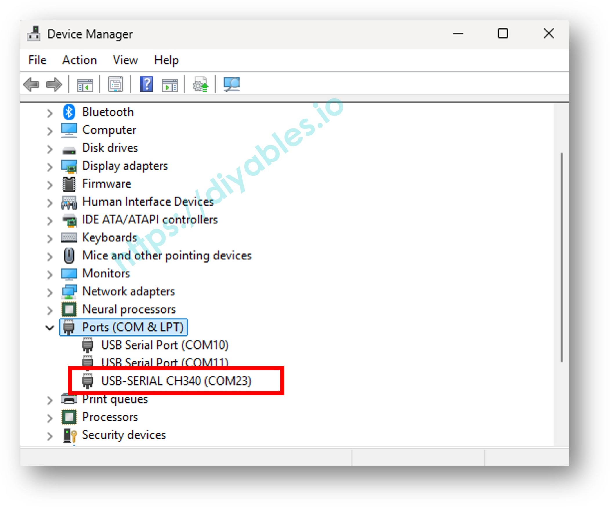 CH341 Board Arduino IDE com port