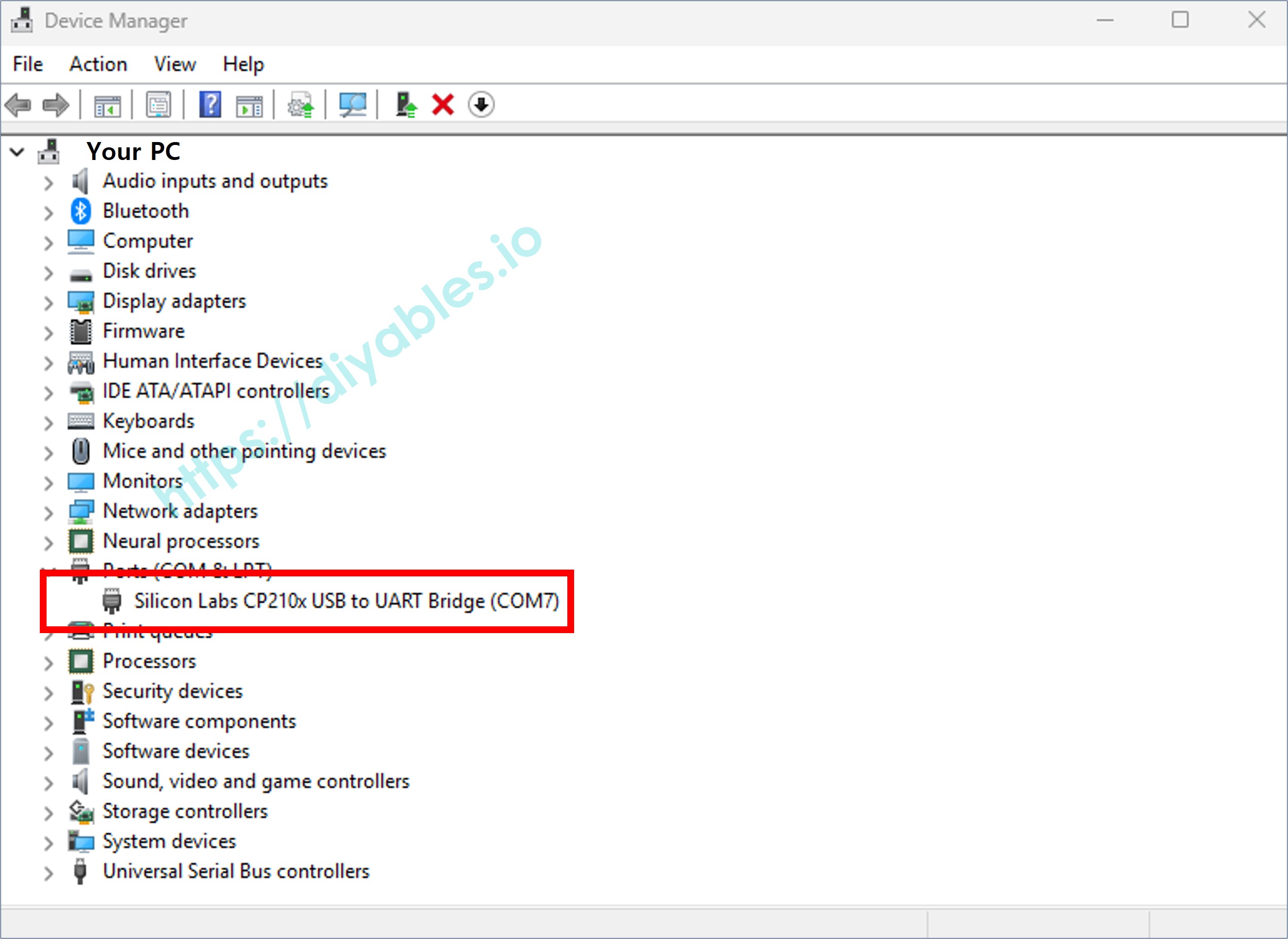 CP210x Board Arduino IDE com port