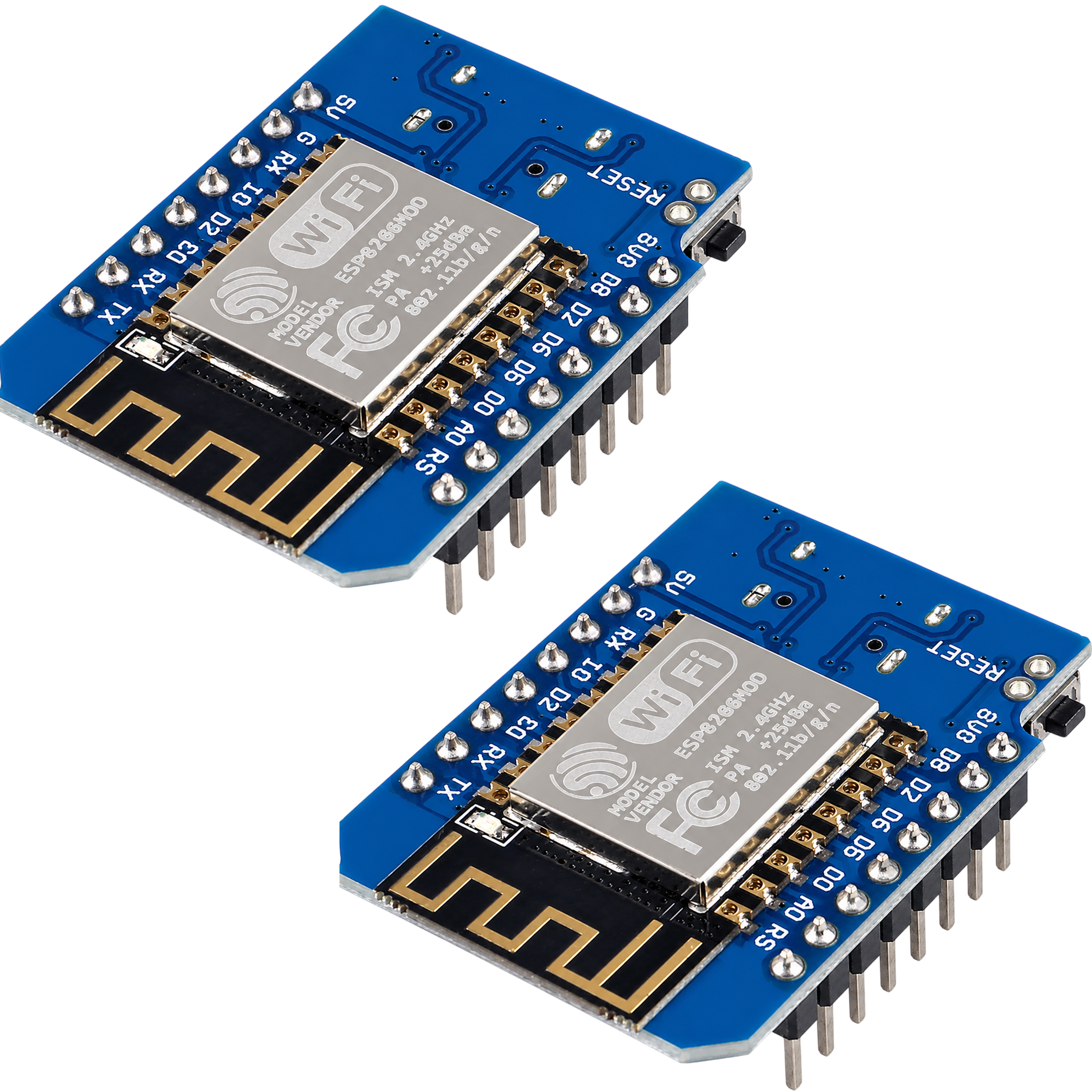 D1 Mini NodeMCU ESP8266 WiFi board 2-pack contents presoldered and ready for breadboard use