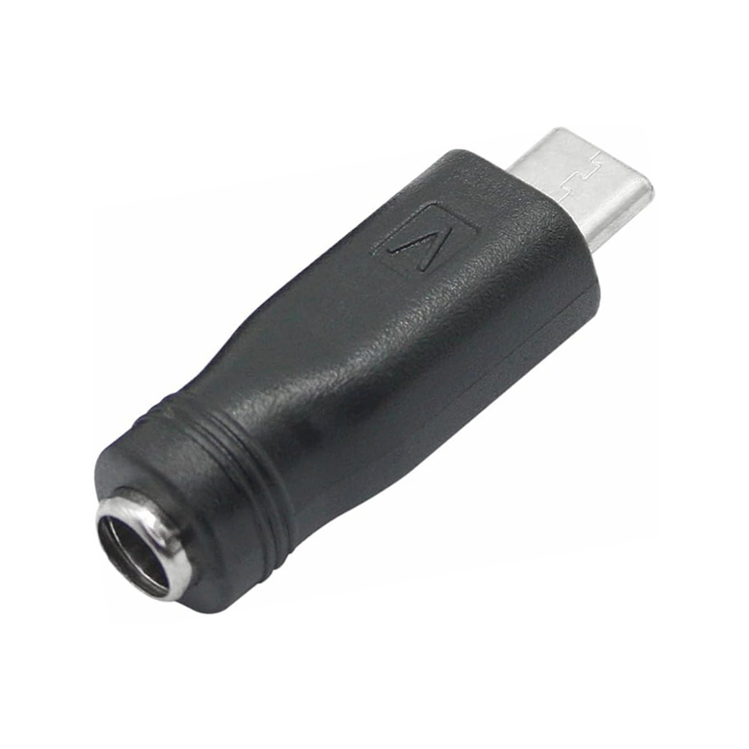 DIYables DC barrel jack to USB-C adapter showing the barrel socket and USB Type-C plug
