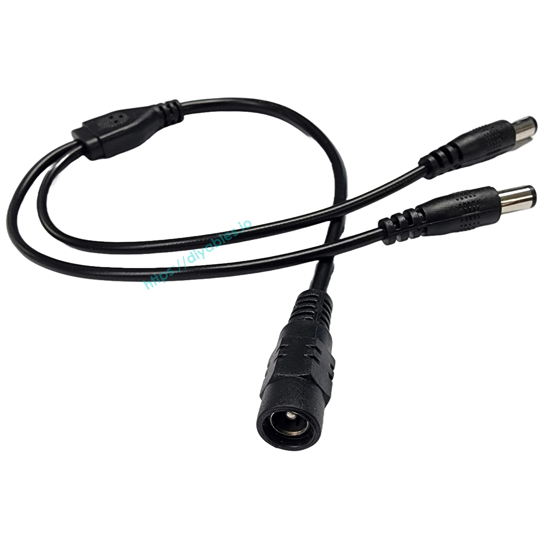 Y splitter cable laid flat showing the moulded junction and both output legs