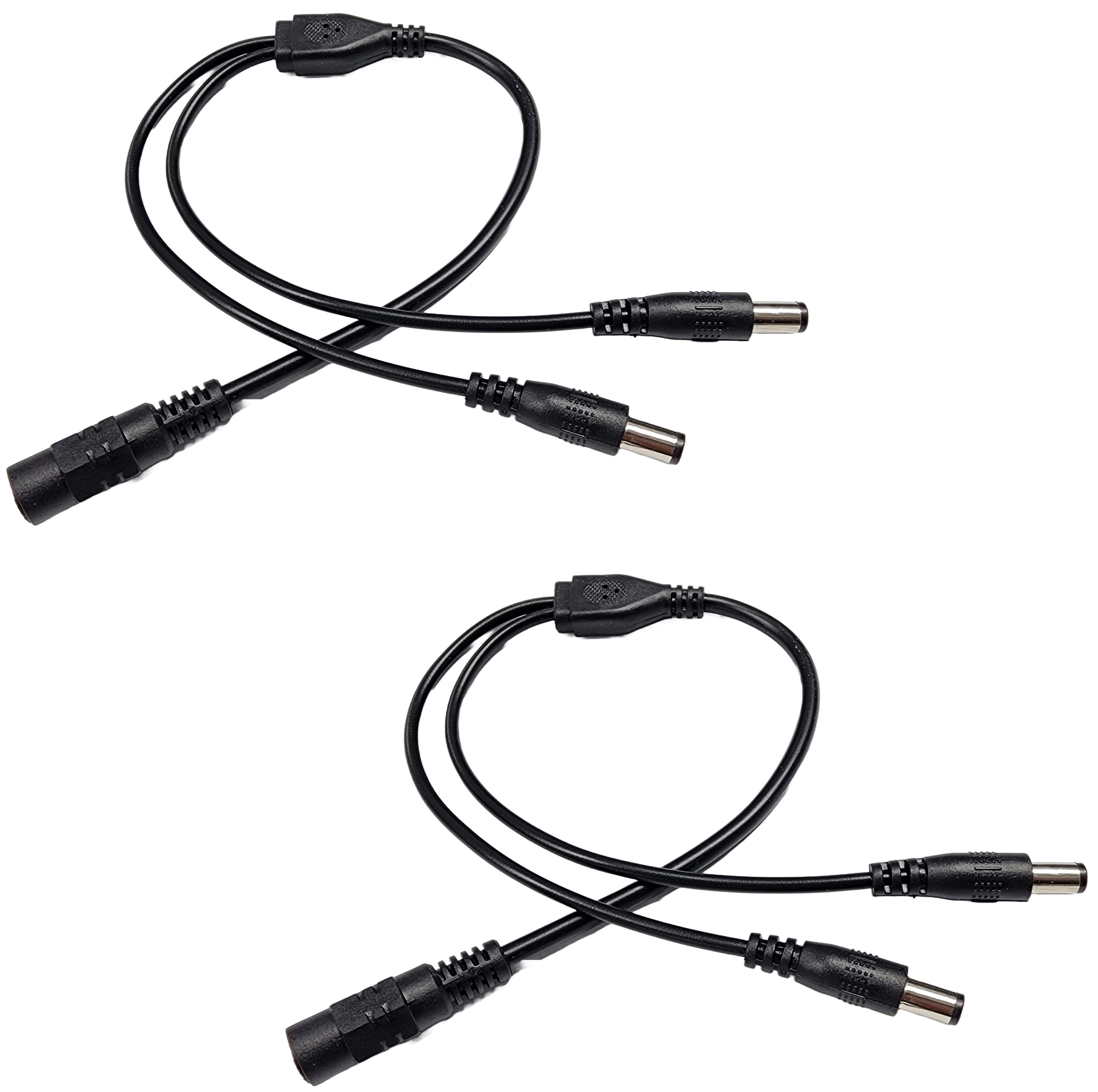 Two DC power splitter cables included in the 2 pack