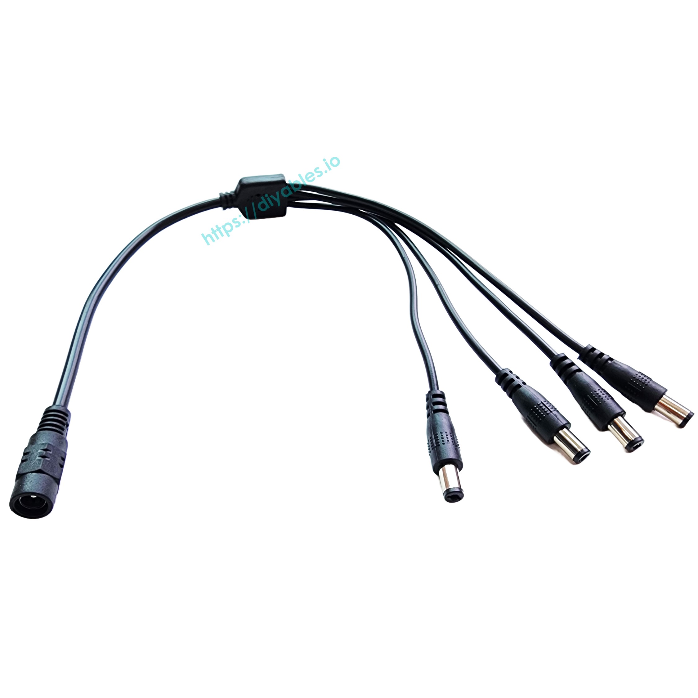 DC Power Splitter Cable 1 to 4 (2-Pack), 5.5mm x 2.1mm Female to 4 Male Y Adapter, 38cm (15 Inch) for CCTV, LED Strip Lights, Arduino, Raspberry Pi, DIY Electronics