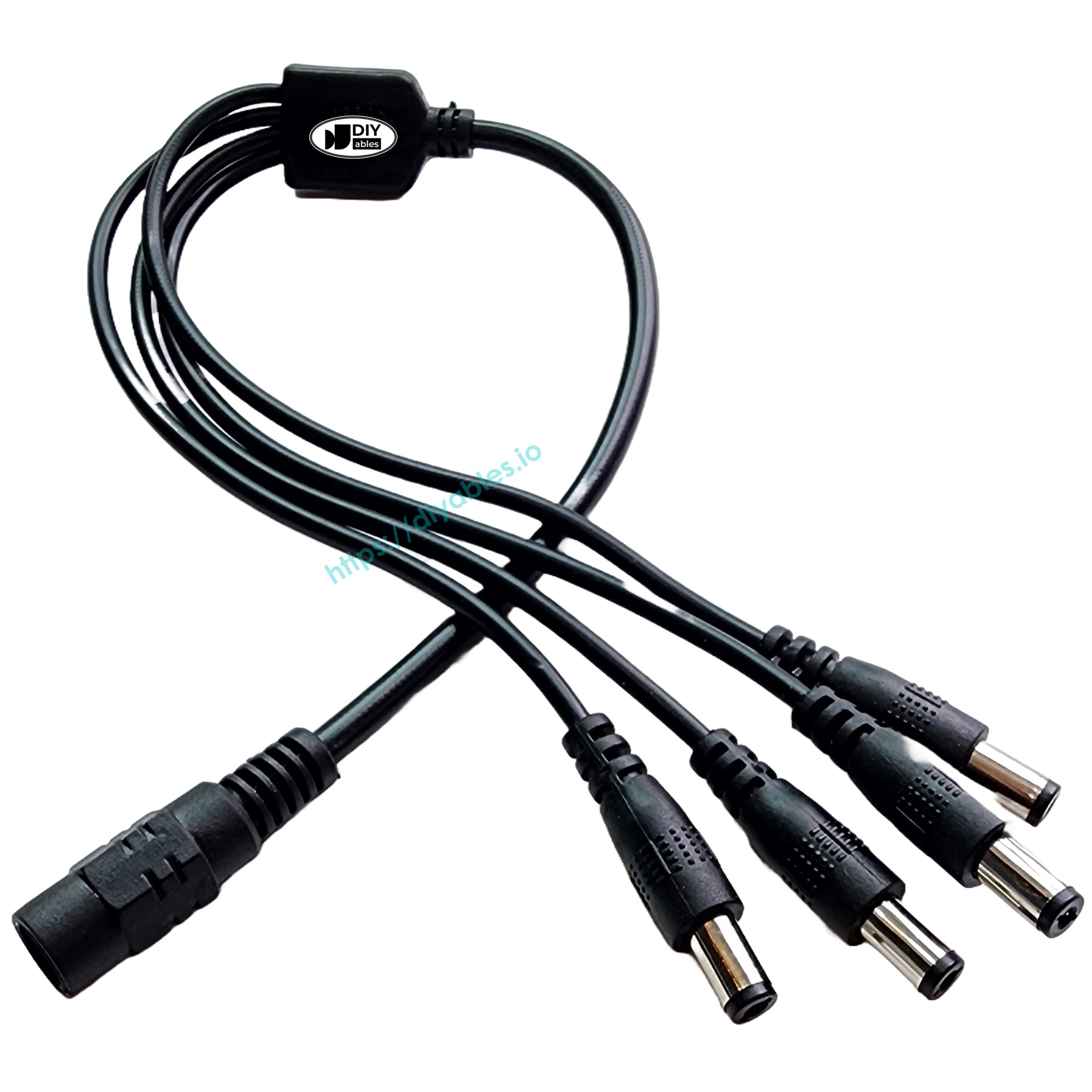 Four way splitter cable coiled showing the DIYables branded moulded junction block