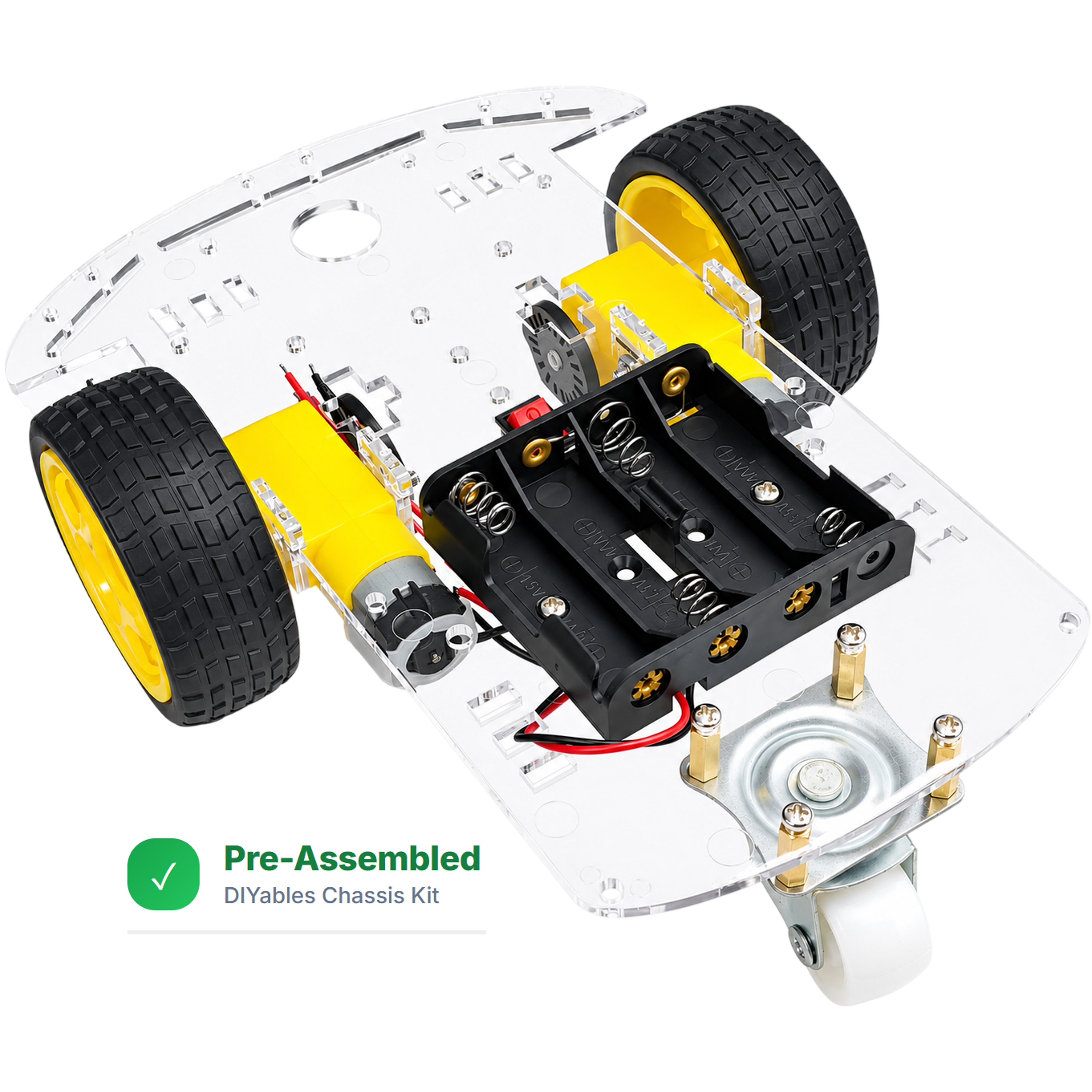 Pre-assembled 2WD smart robot car chassis kit with dual DC motors and encoders
