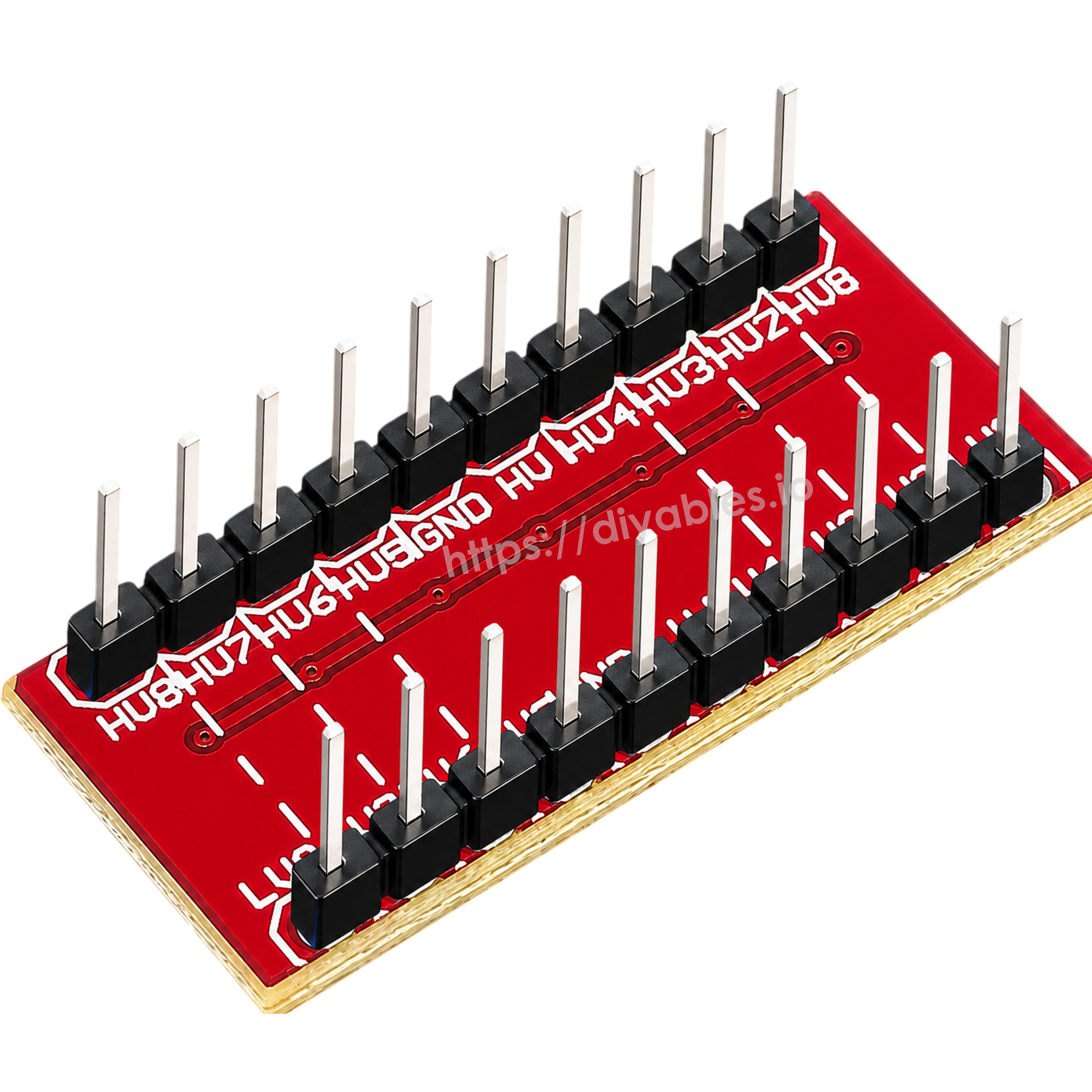 8 channel level converter module side view showing dual row pin headers