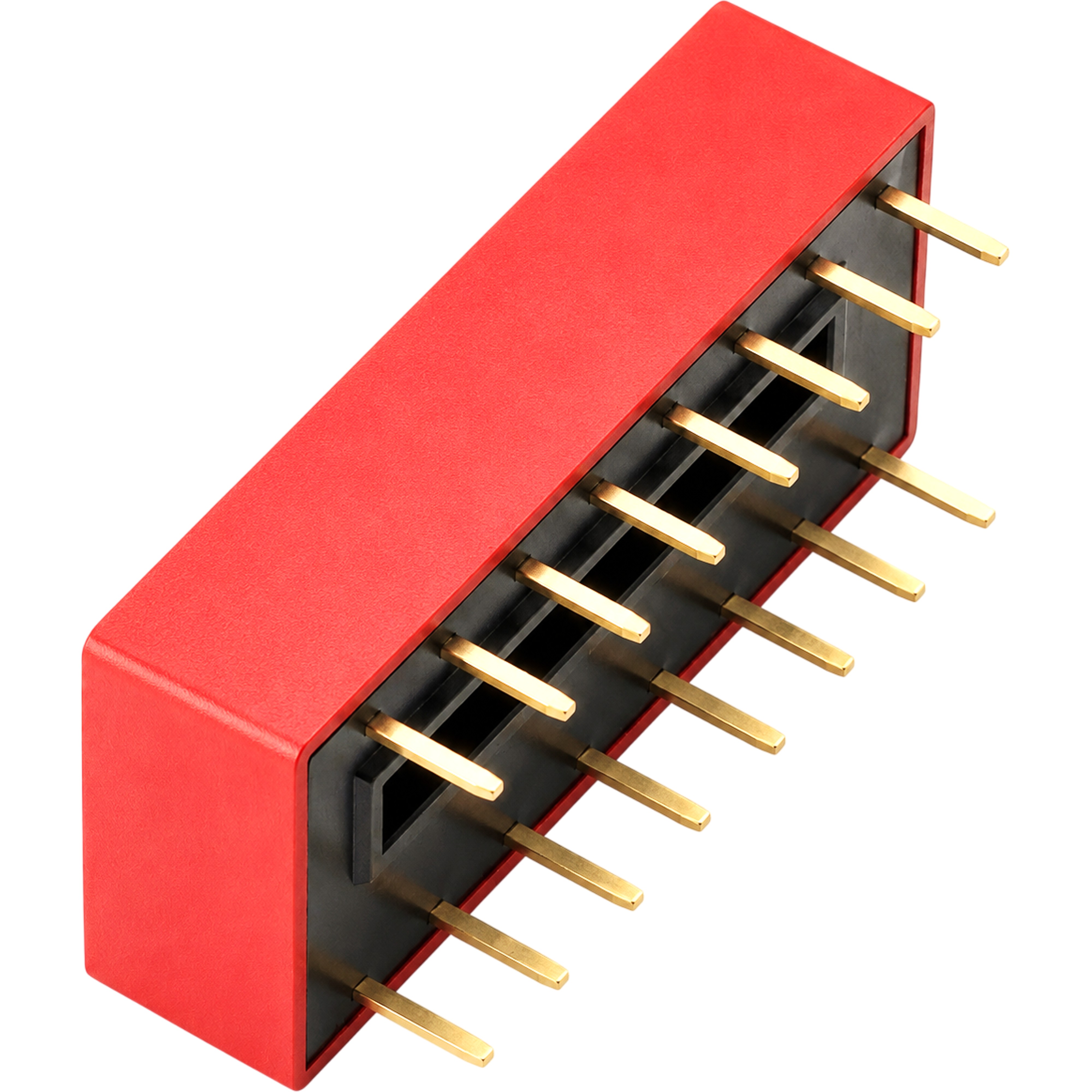 8-position DIP switch bottom view showing 16 gold-plated through-hole pins