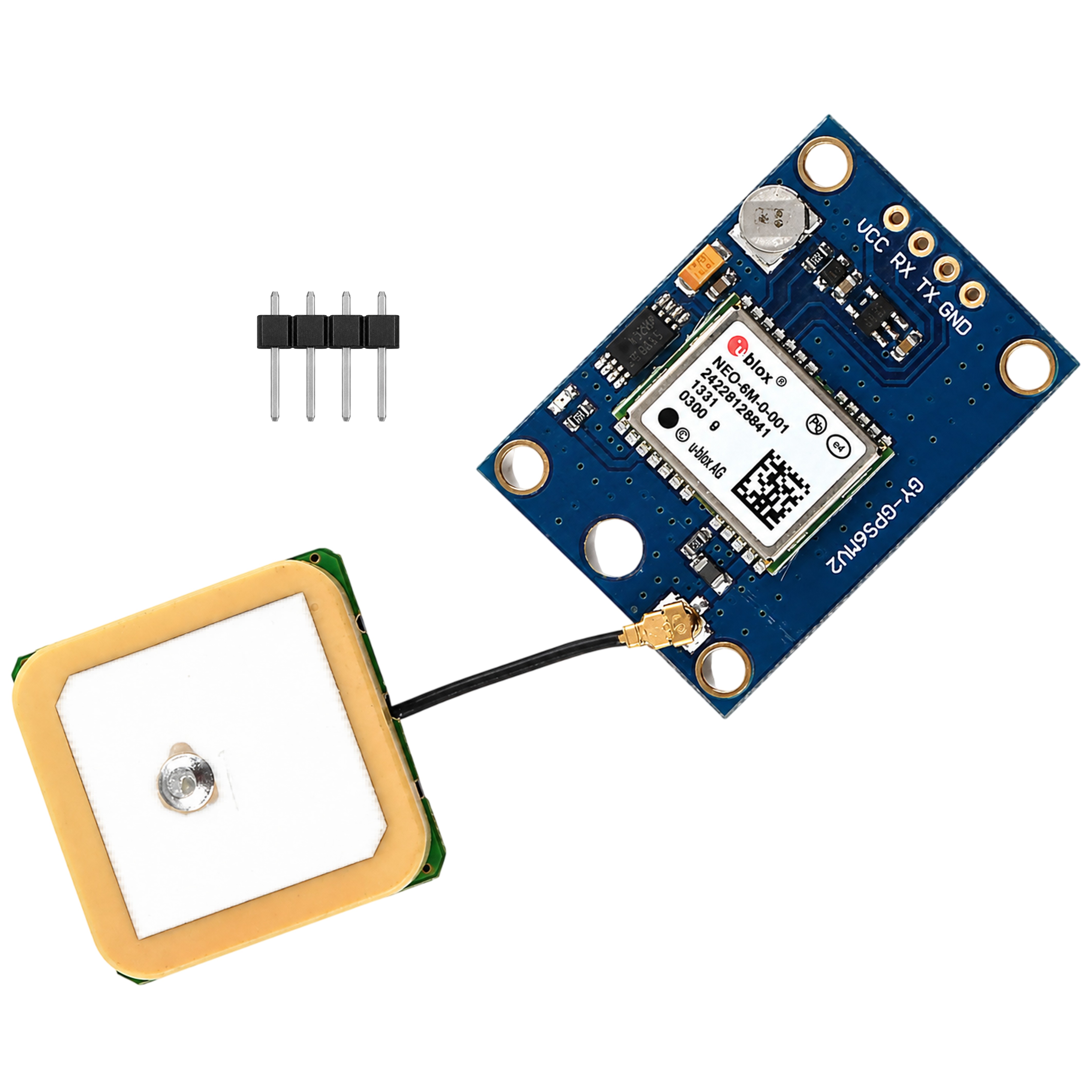 DIYables GPS Module NEO-6M with External Antenna for Arduino ESP32 ESP8266 Raspberry Pi, UART GPS Receiver Board
