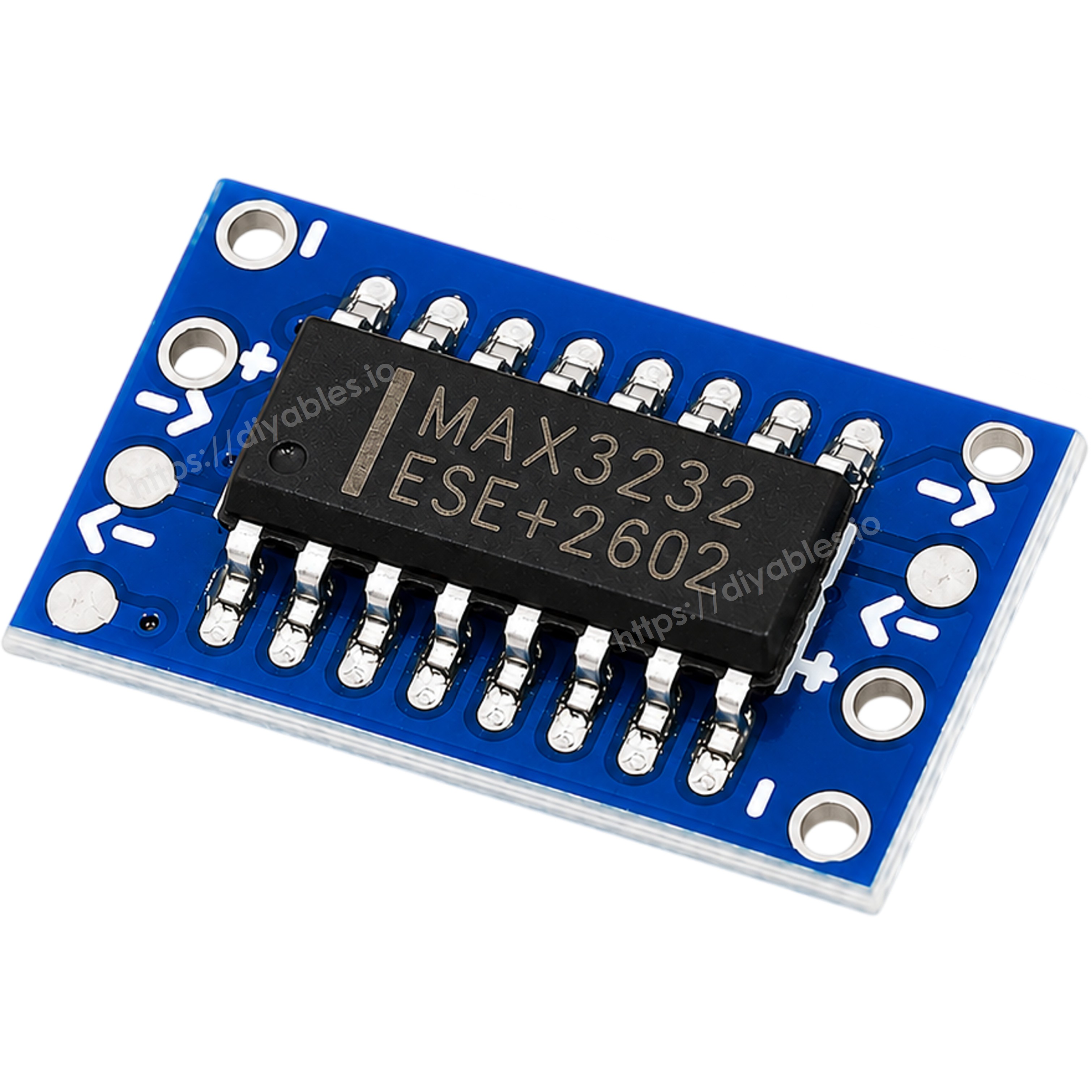 RS232 to TTL level converter module close-up of MAX3232CSE chip markings