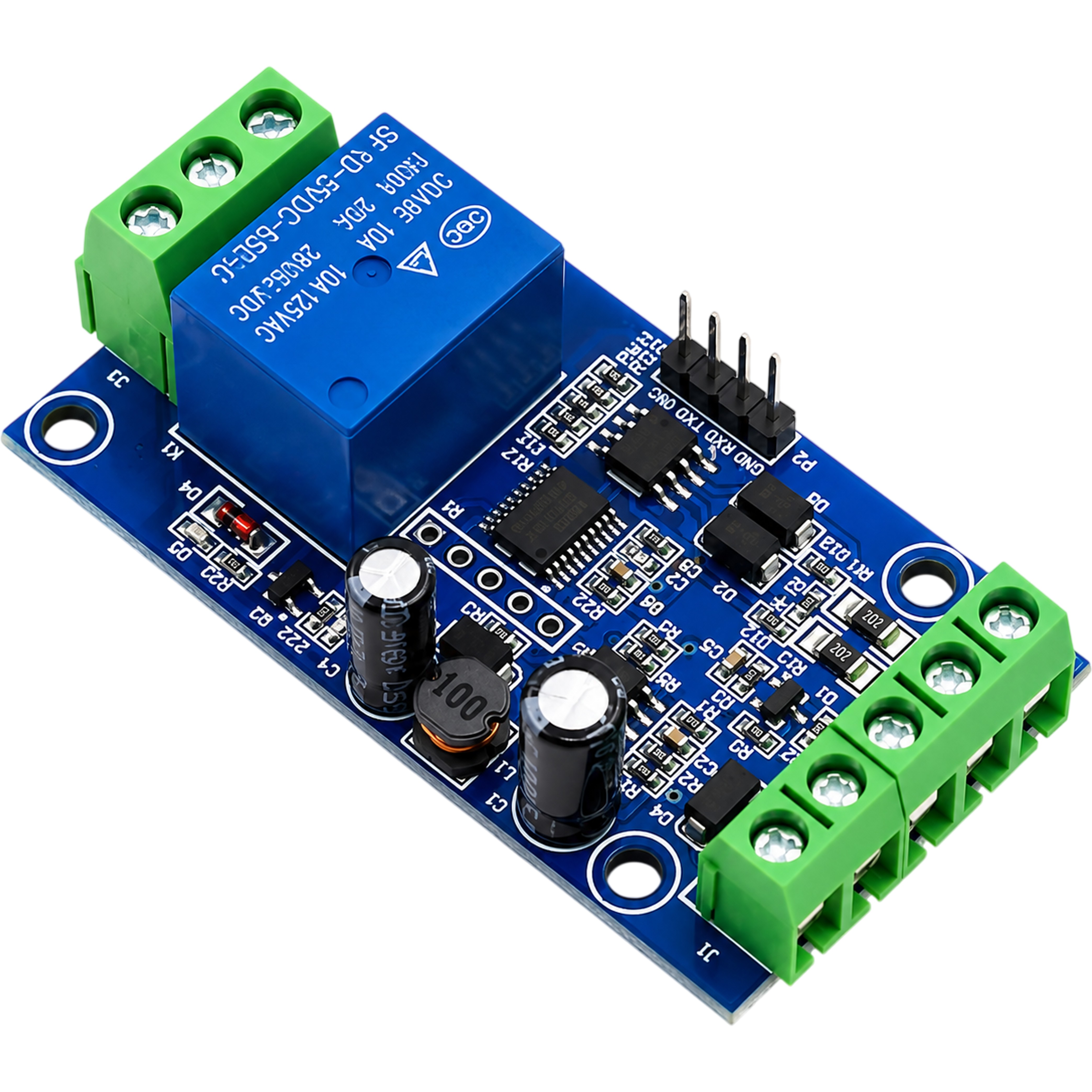 DIYables RS485 Modbus RTU 1 Channel Relay Module 10A 250V AC DC 7-24V Optocoupler Input TTL UART for Arduino ESP32 PLC Industrial Control, 2 Pack