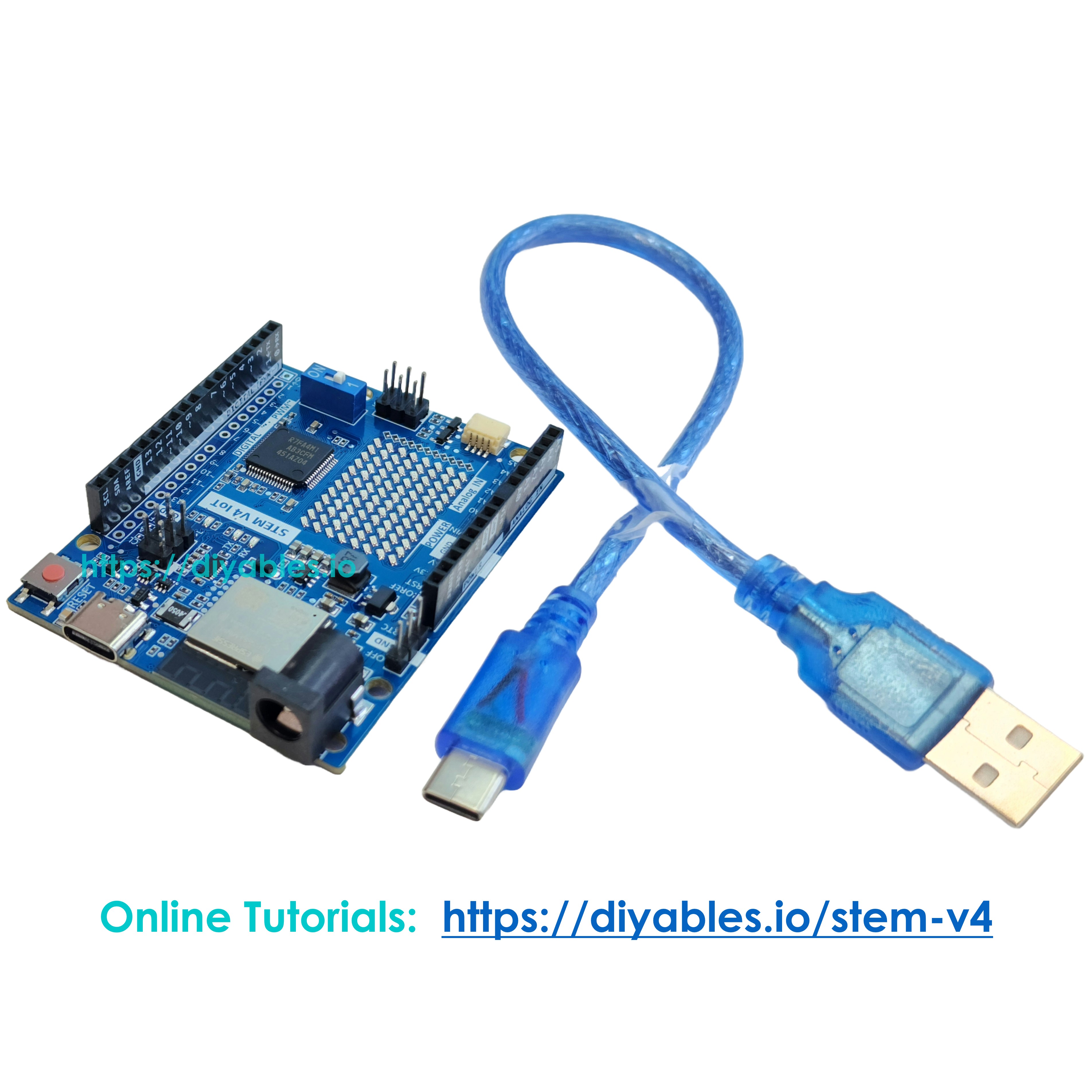 RA4M1 microcontroller board with 12x8 LED matrix and WiFi Bluetooth connectivity
