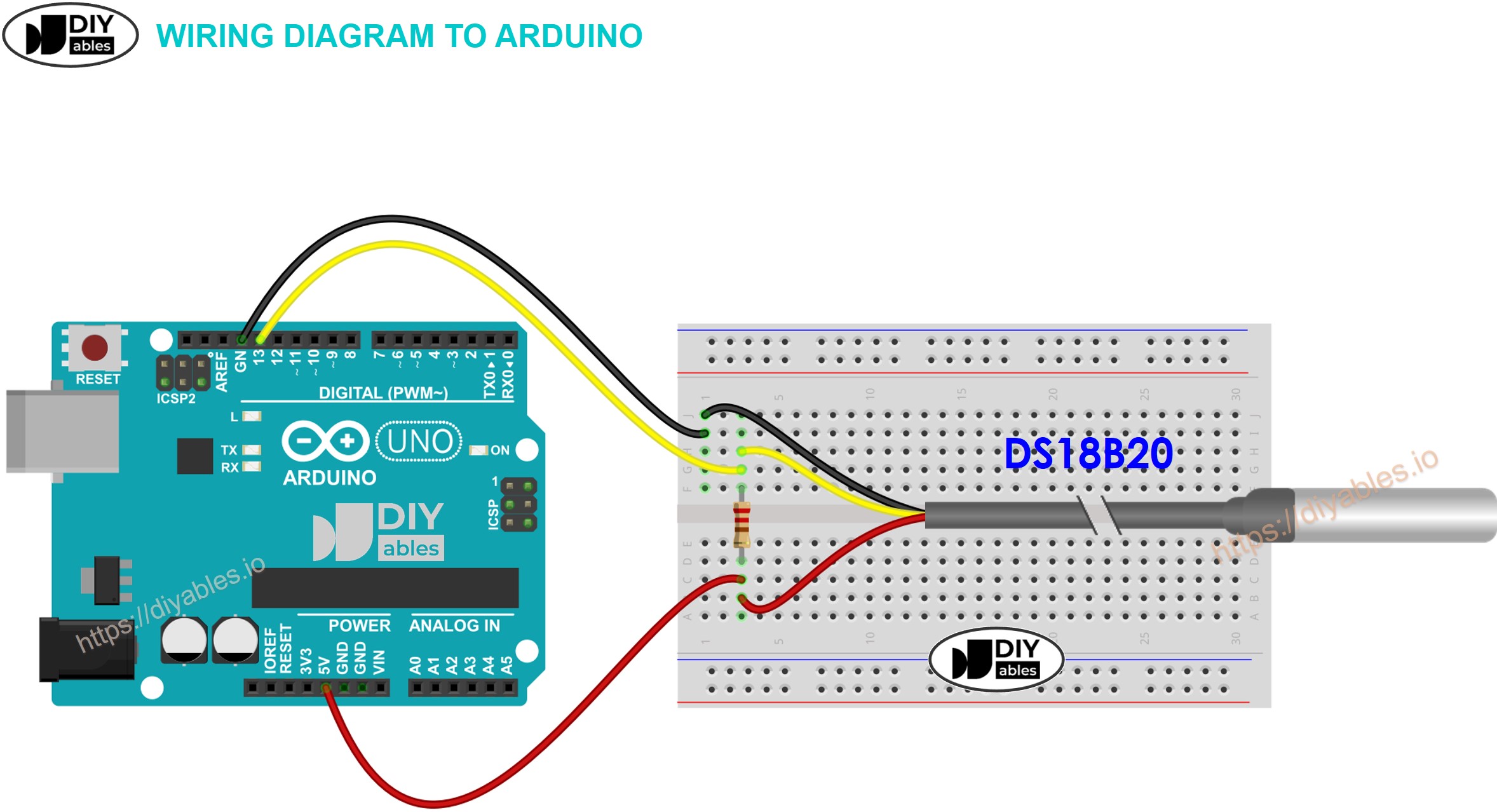 DIYables DS18B20 Temperature Sensor for Arduino, ESP32, ESP8266, Raspberry  Pi