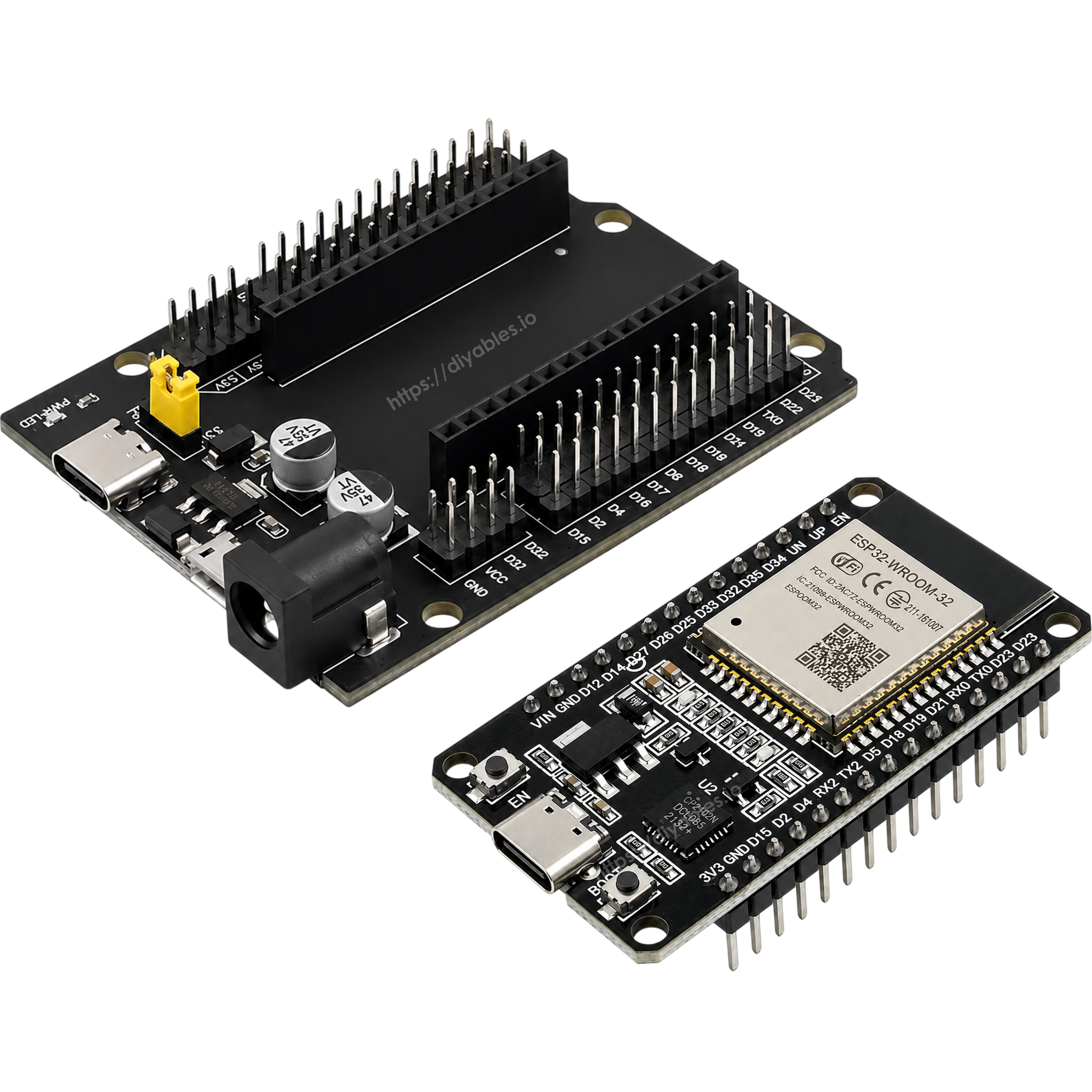 ESP32 30 Pin Dev Board with GPIO Breakout Expansion Shield, Presoldered