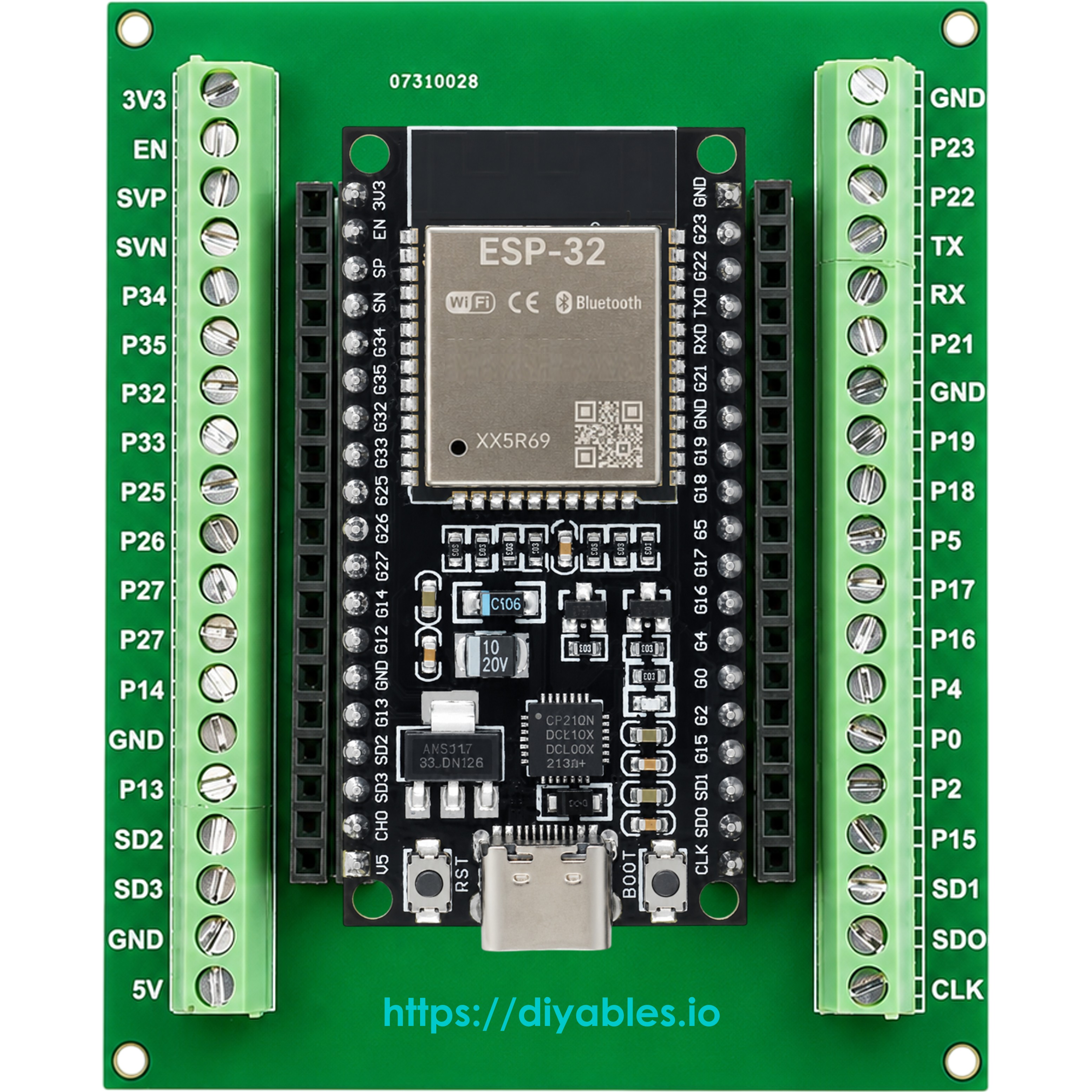 ESP32 38 Pin Wide Board with Screw Terminal Breakout Board