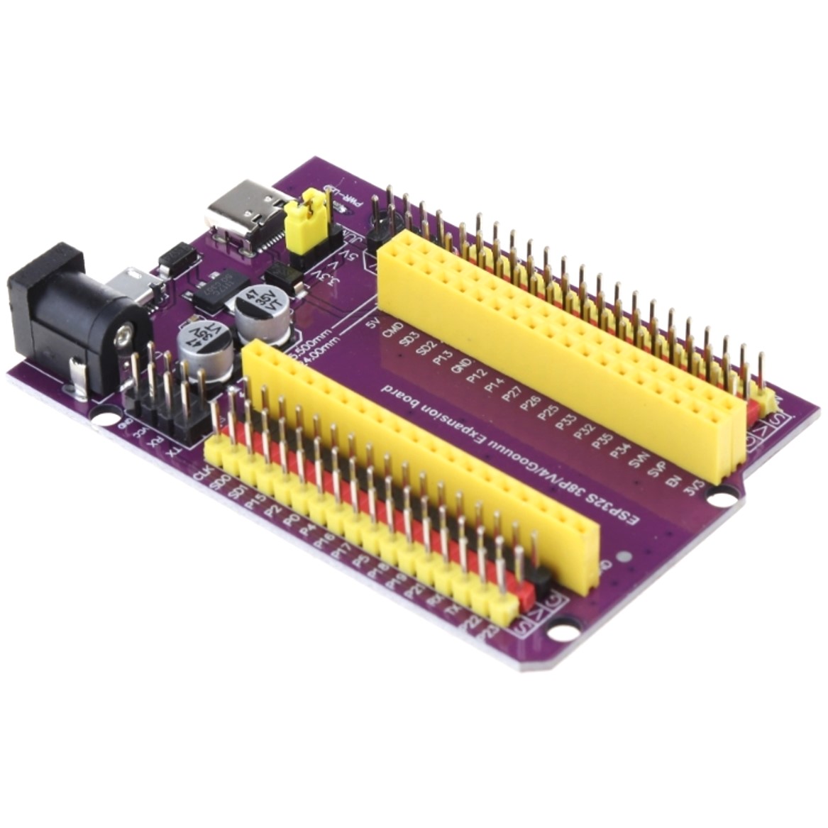 Double-layer PCB ESP32 expansion board with 38-pin socket for ESP-WROOM-32U development