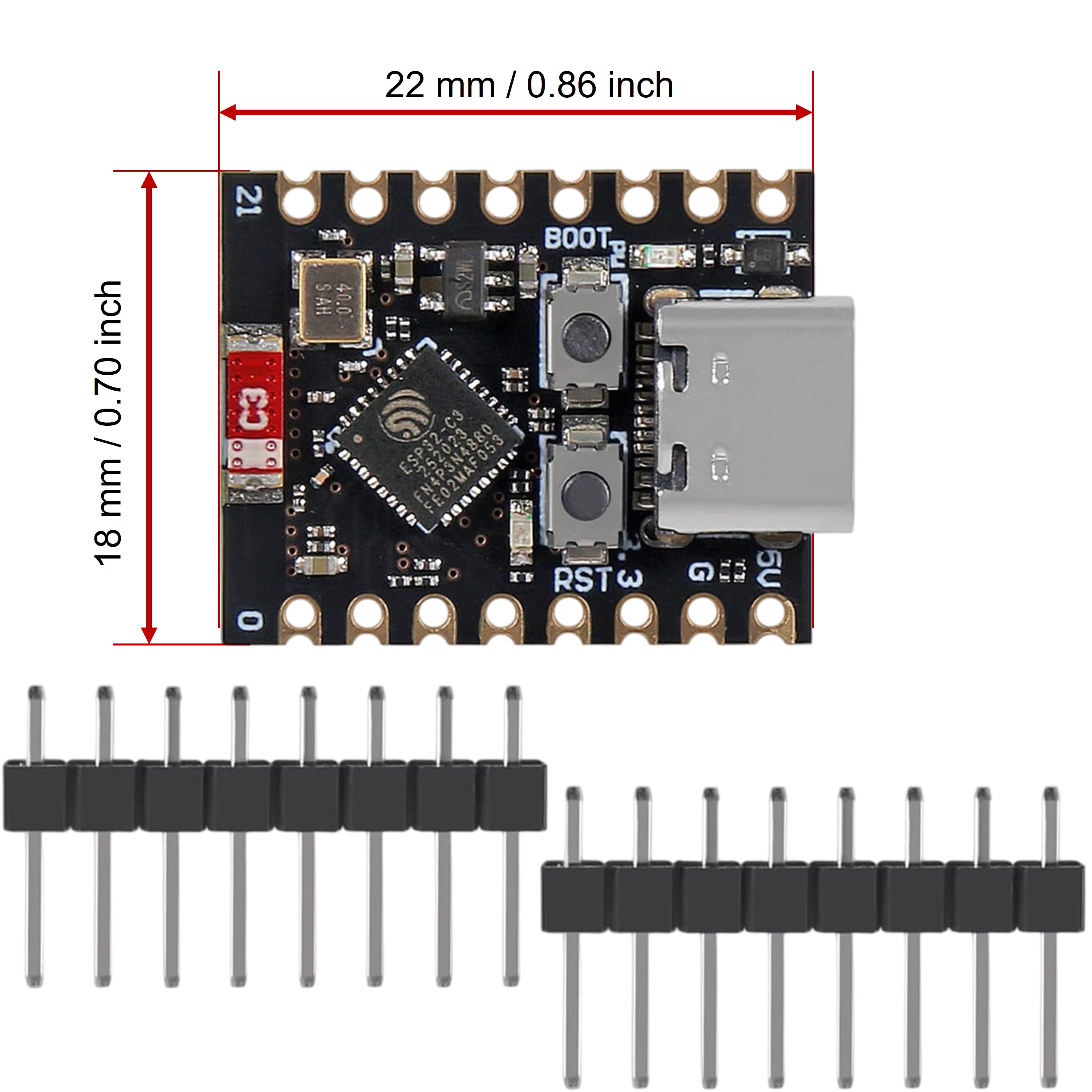 ESP32-C3 Super Mini with 11 GPIO 4 ADC low power wearable IoT design