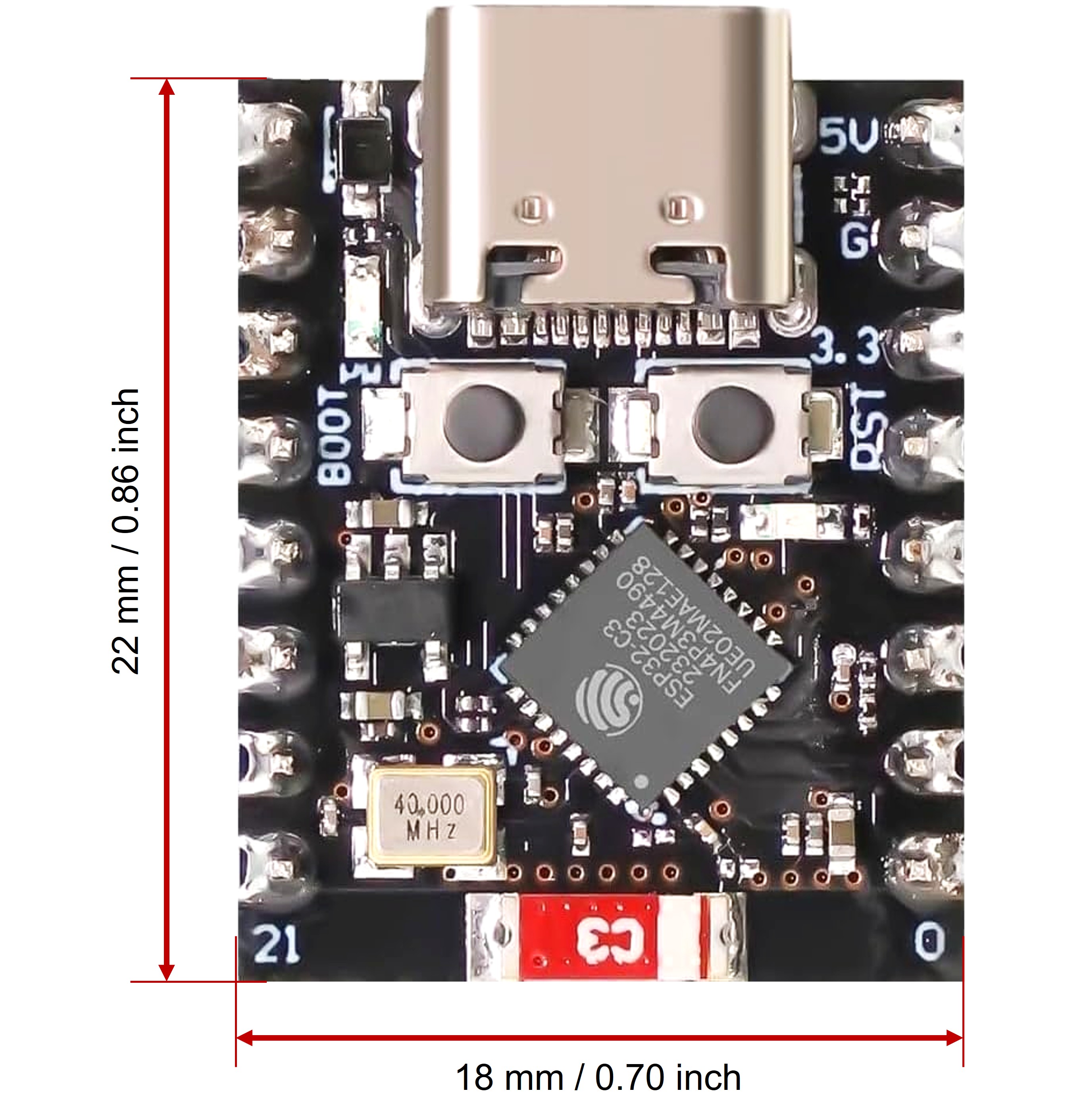 DIYables ESP32-C3 SuperMini 2 pack presoldered boards for prototyping education and DIY electronics