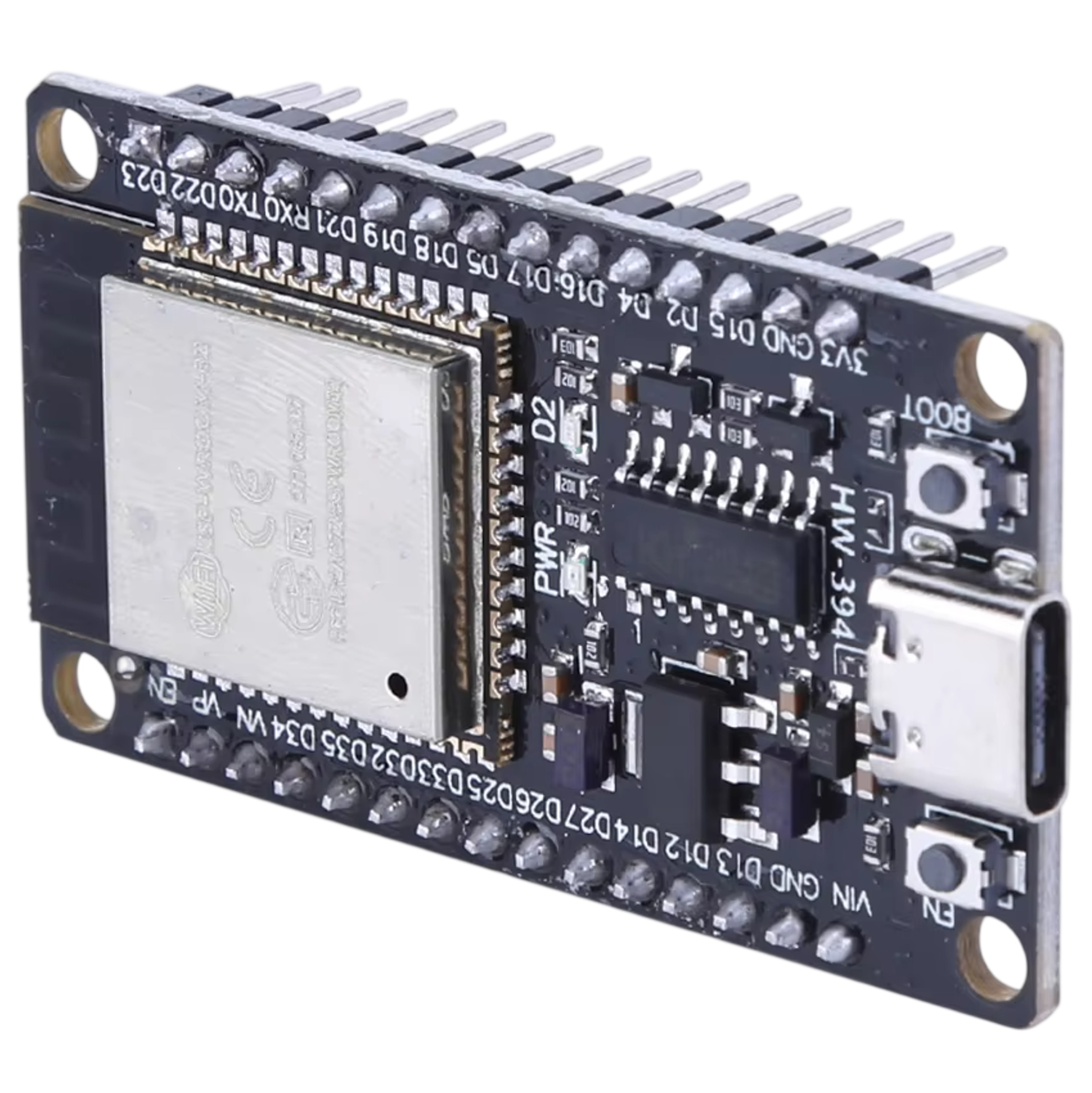 ESP32 30-pin board pinout diagram showing all GPIO WiFi Bluetooth and power pins