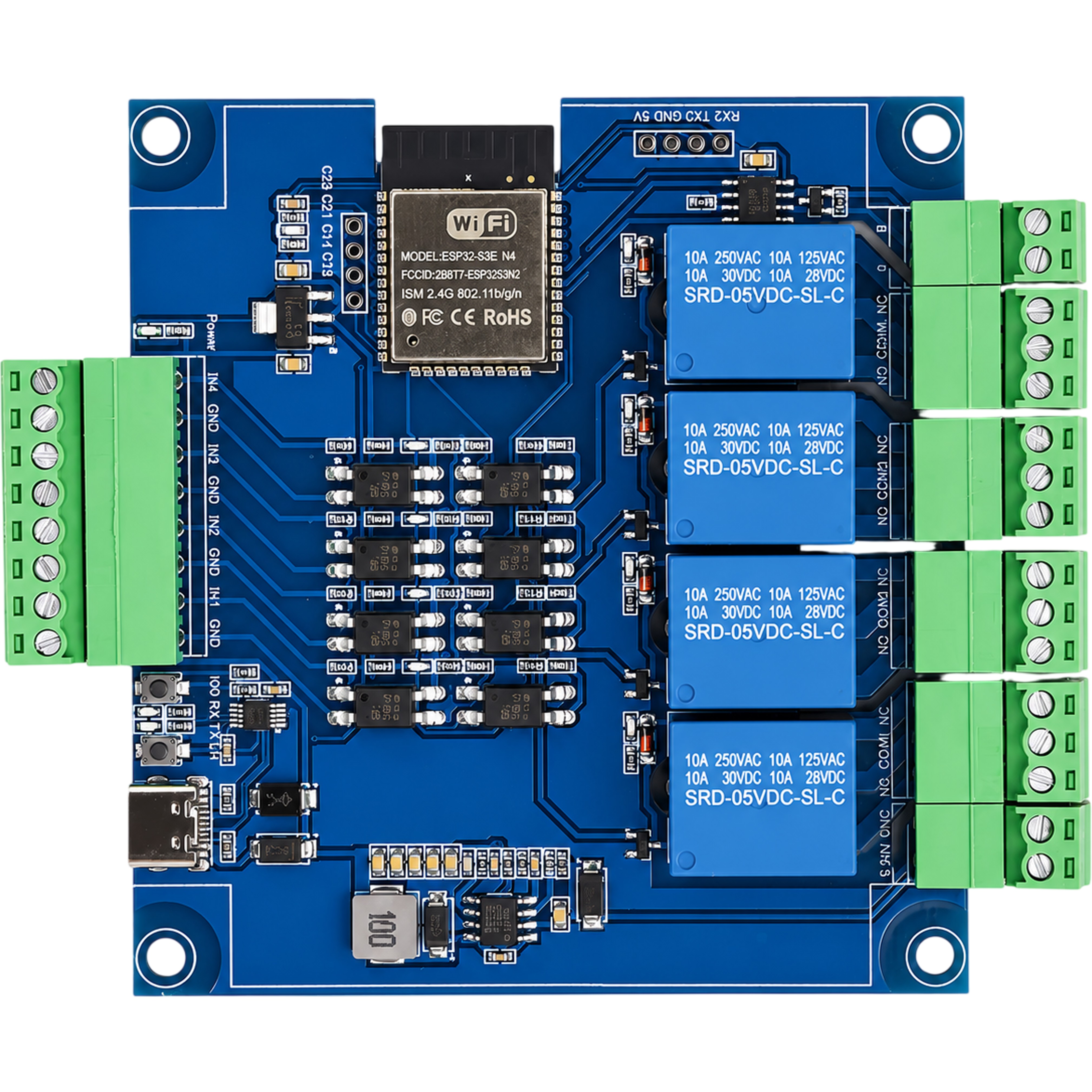ESP32 RS485 Modbus 4 Channel Relay Module