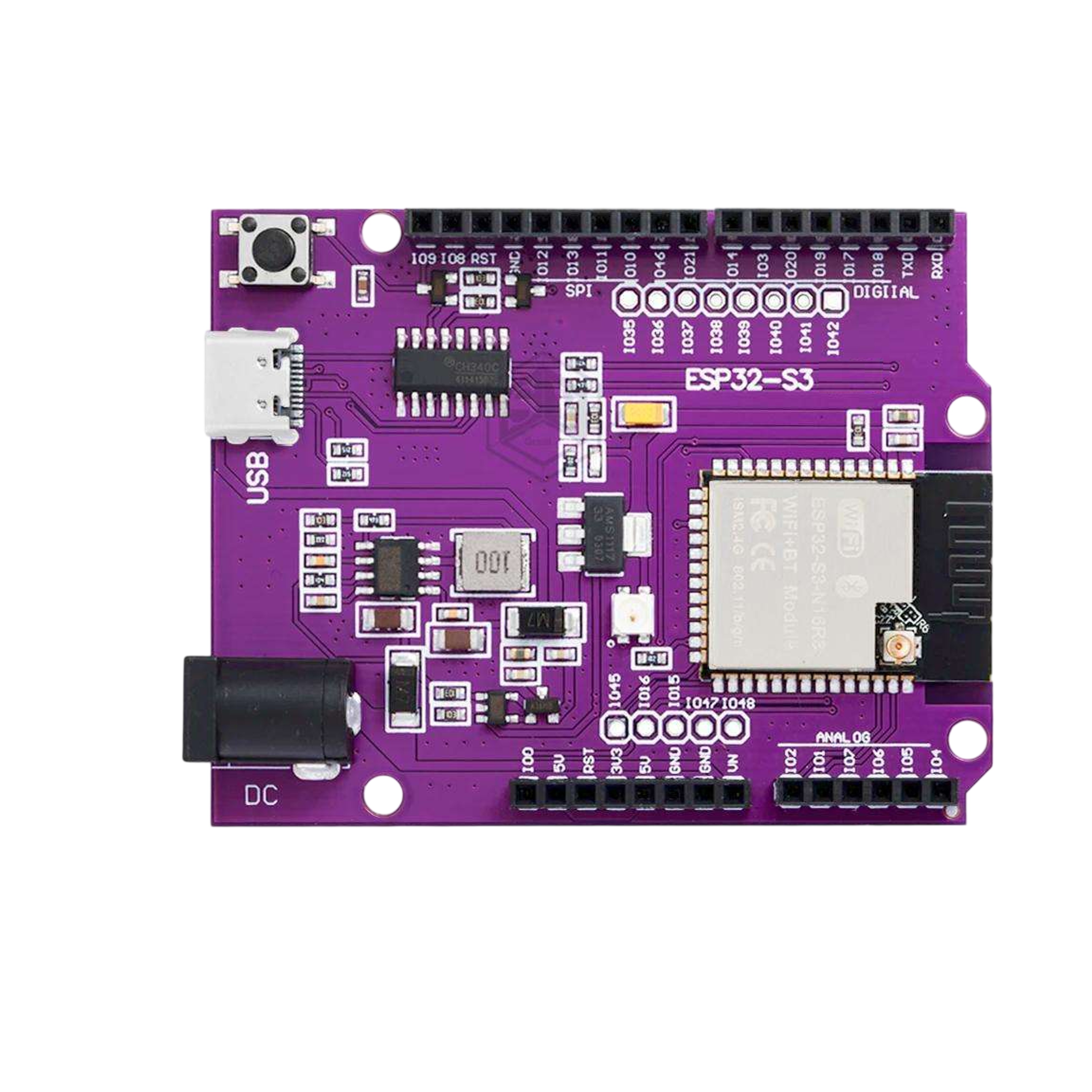 Dual-core ESP32-S3 board 240MHz WiFi Bluetooth 5.0 16MB flash Uno compatible Arduino IDE