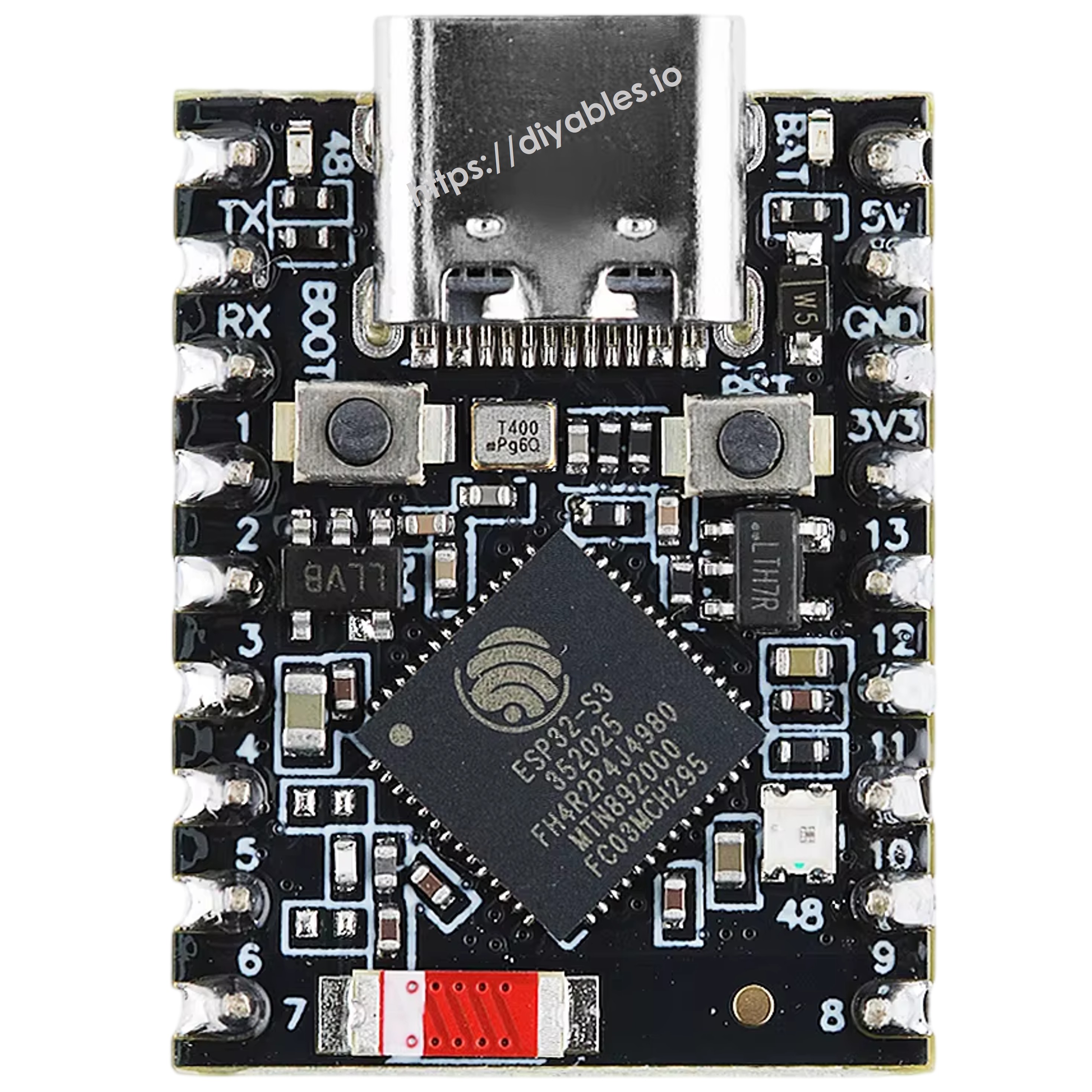 ESP32-S3 Super Mini connected to breadboard for Arduino IDE prototyping